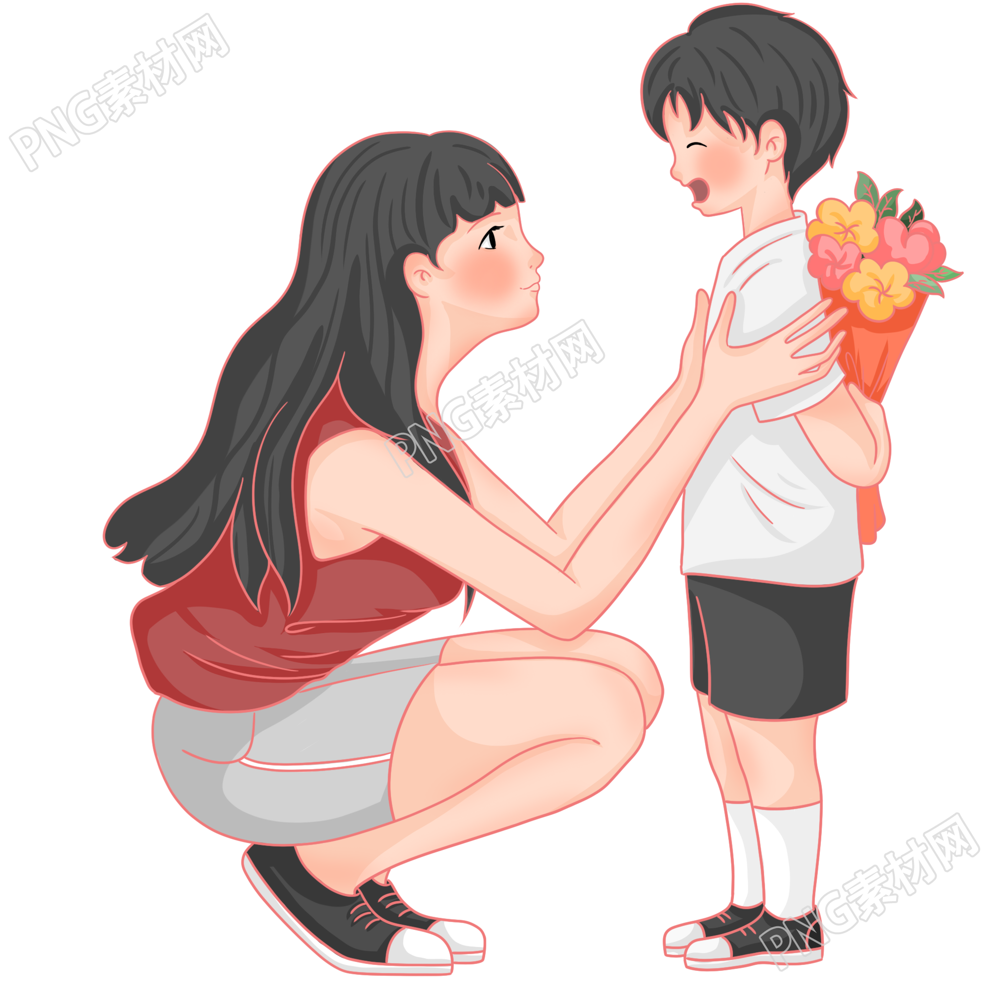 孩子送花给妈妈图片