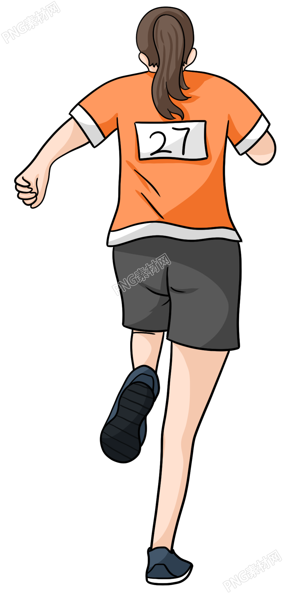 手繪運動會女孩體育比賽田徑運動跑步鍛煉訓(xùn)練人物免摳素材
