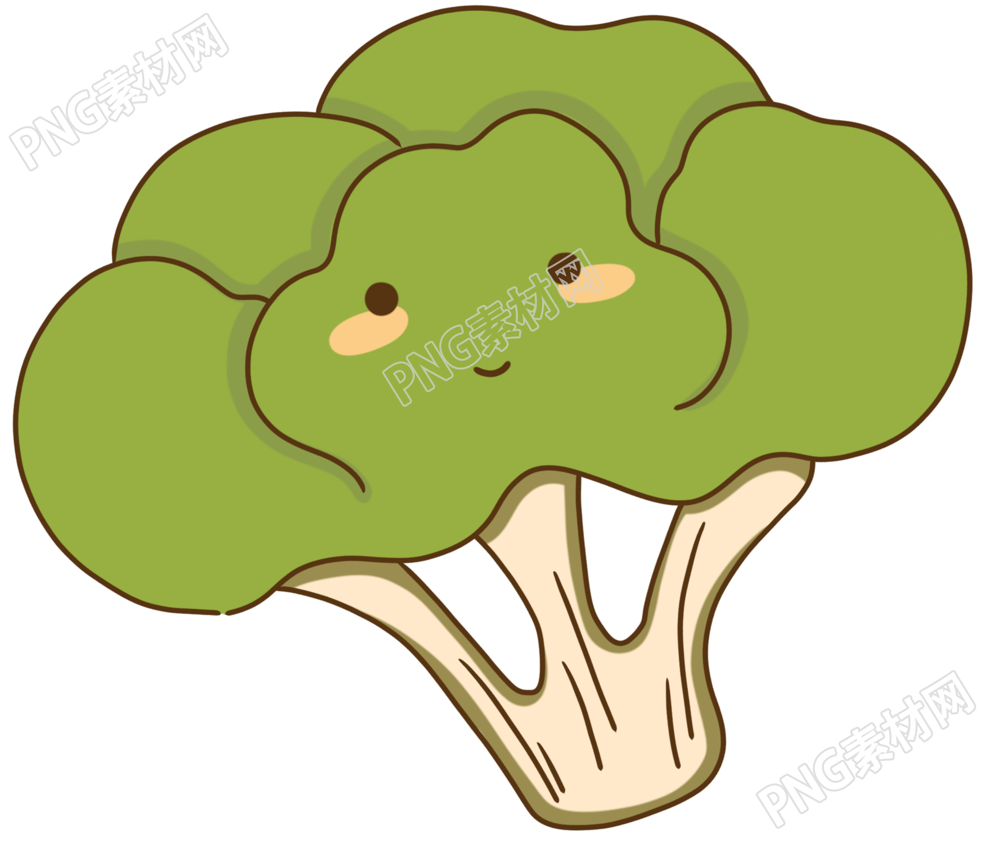 卡通手绘深绿色蔬菜西兰花免抠图片素材