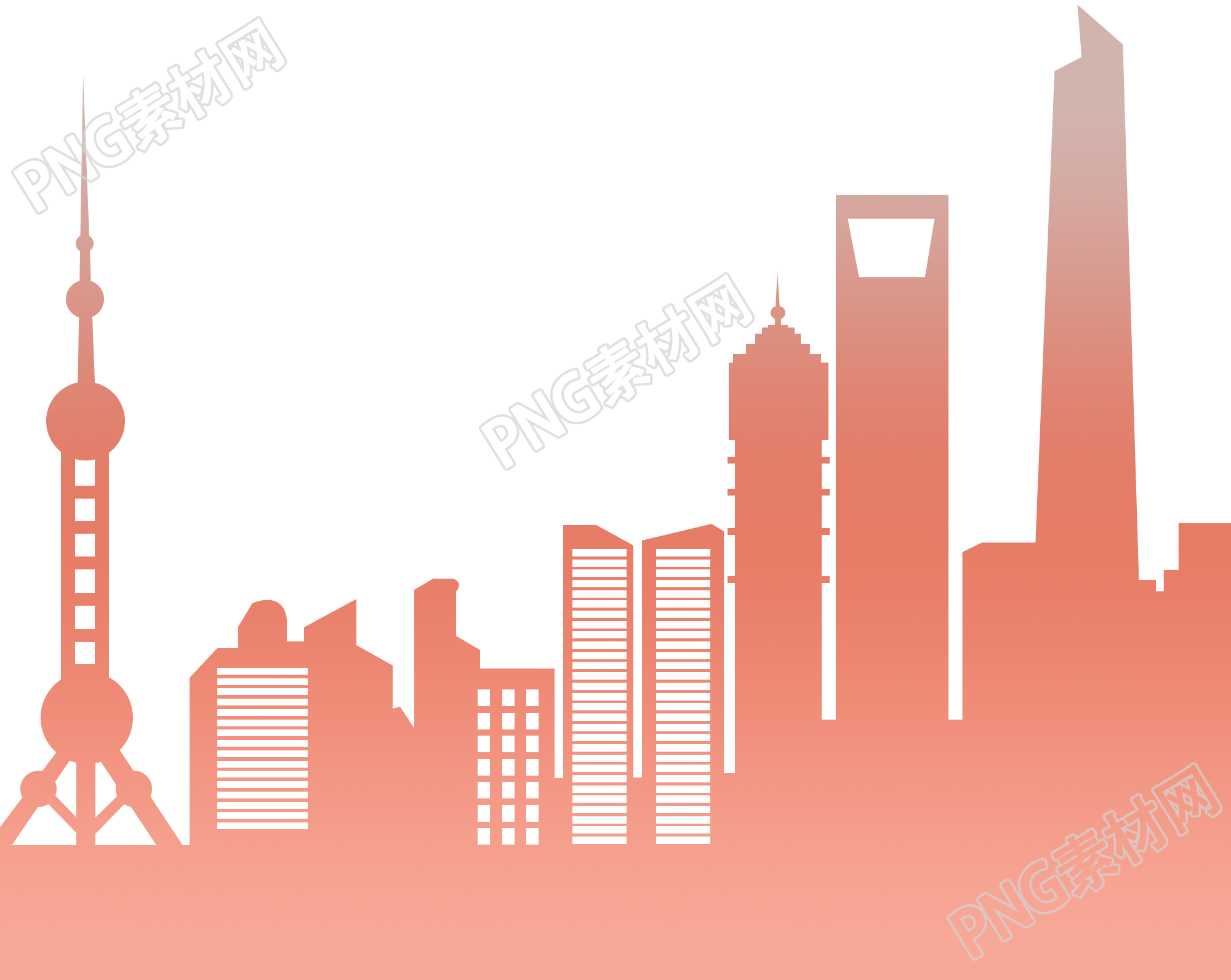 卡通手绘上海城市剪影免抠png素材