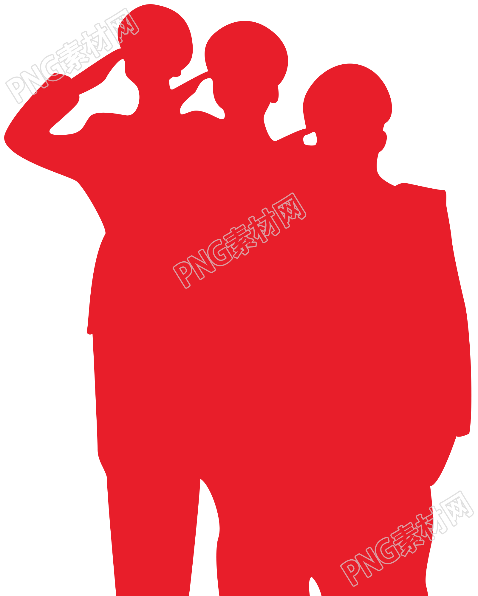 红色经典军人敬礼剪影免抠png素材