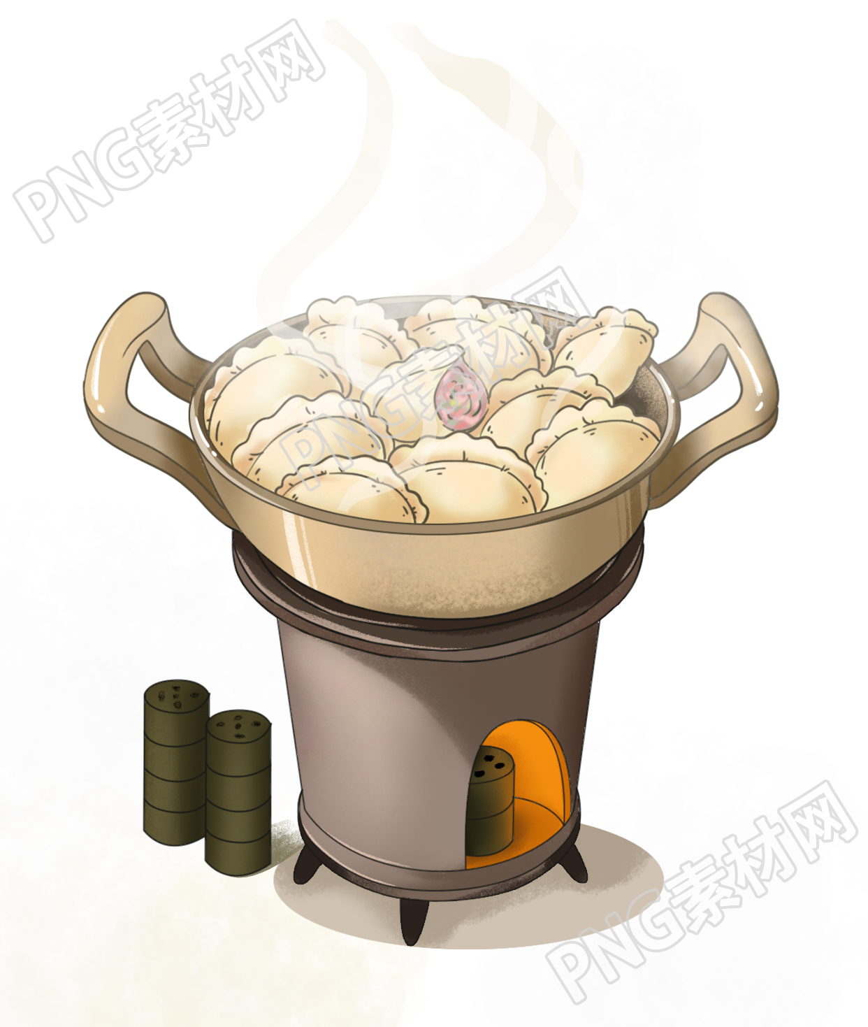 卡通手绘火炉饺子图片免抠png素材