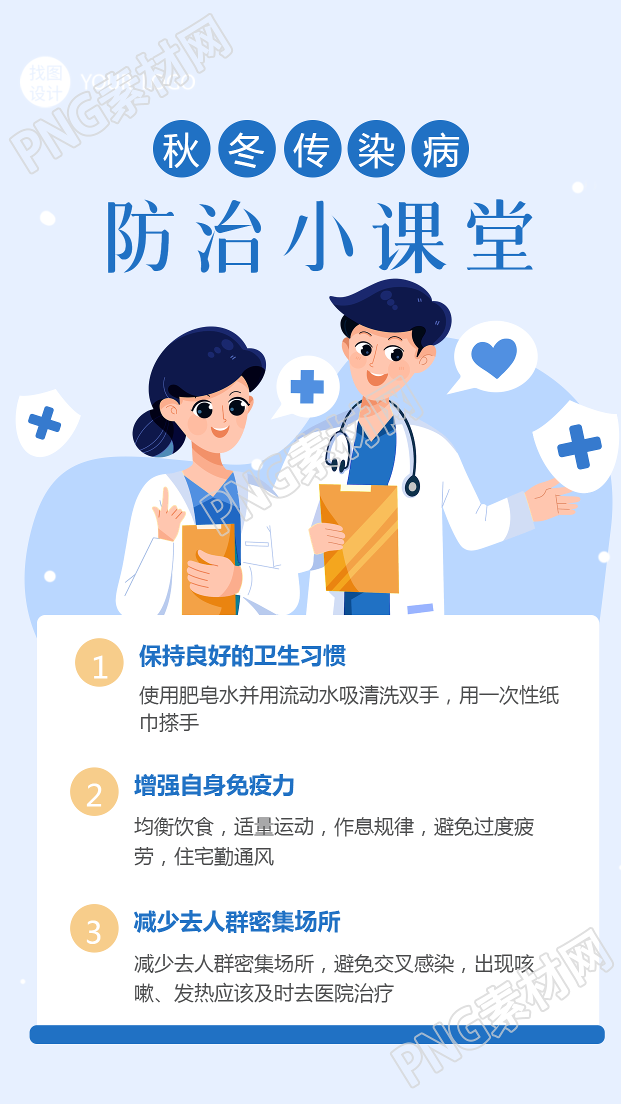 秋冬流感知识科普手机海报