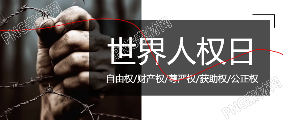 世界人权日微信公众号首图展示自由权与尊严权