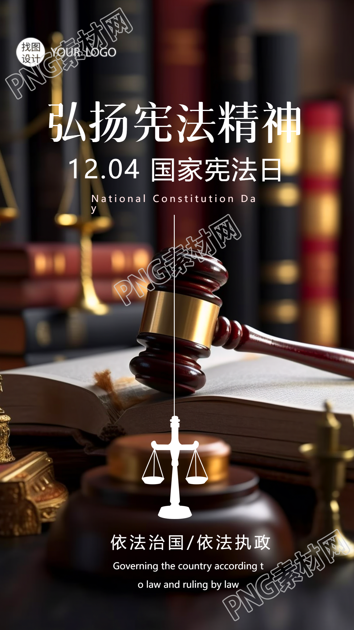 依法治国宪法日实景手机海报现场宣传