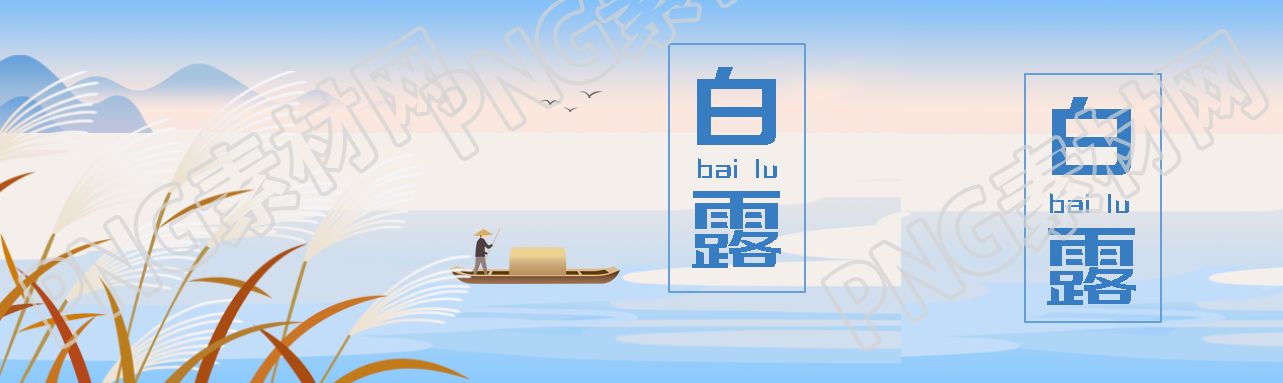 国风白露节气黄色芦苇创意公众号封面图