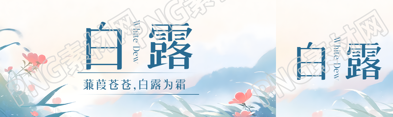 蒹葭苍苍白露为霜二十四节气公众号封面图