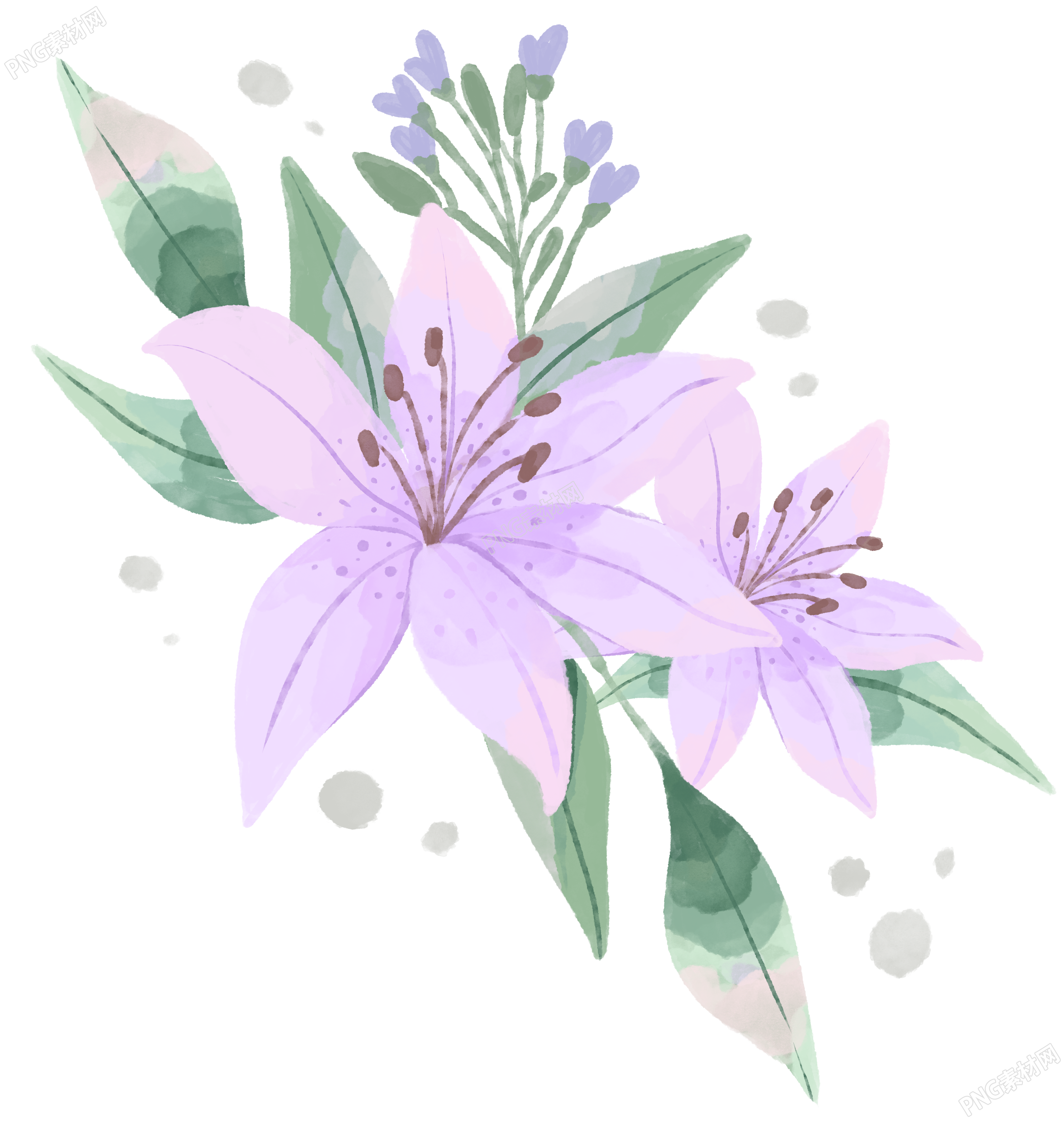 独特水彩风格花卉元素