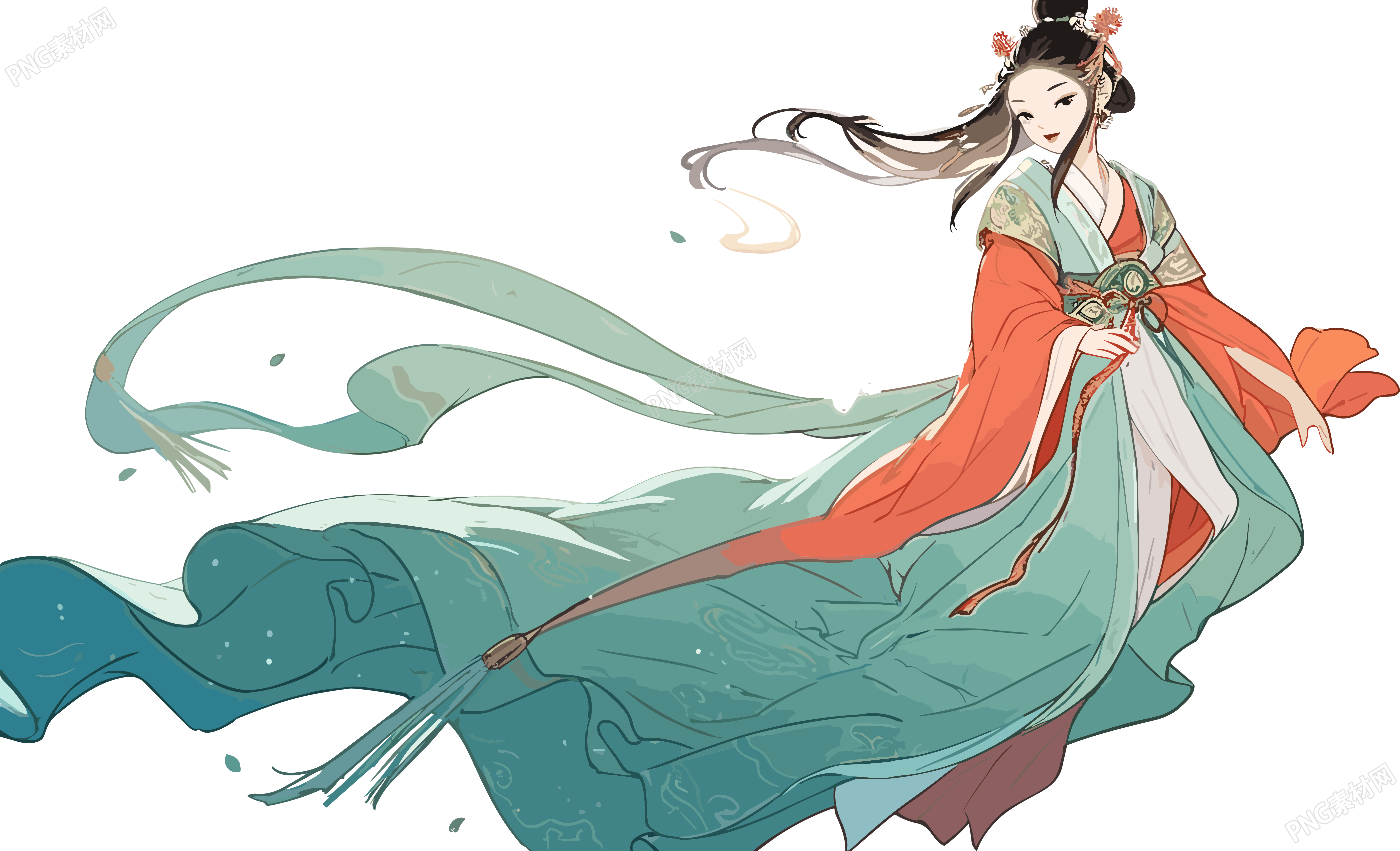 古风嫦娥仙子握玉兔冲向月亮