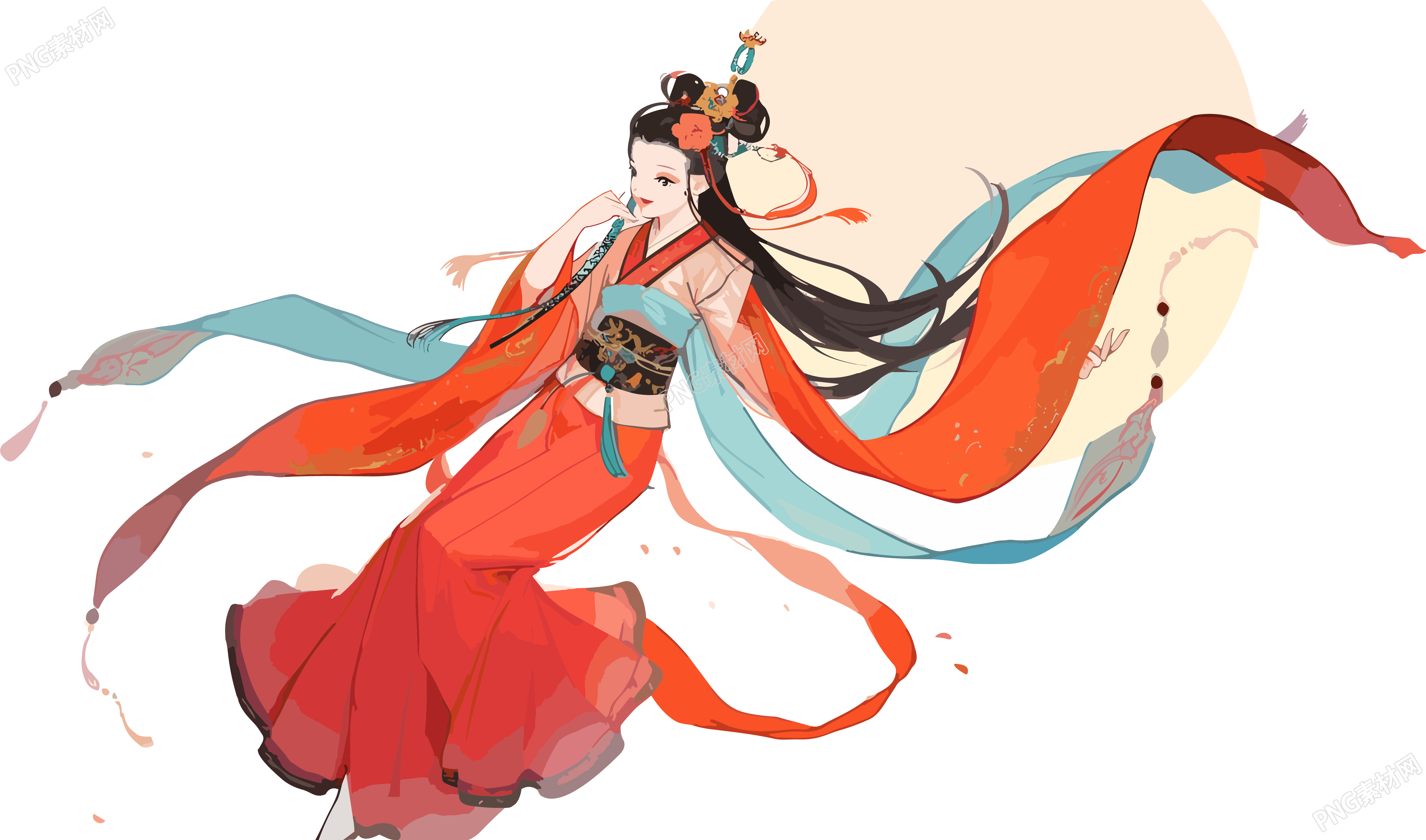 中国风嫦娥仙子握玉兔飞向月球