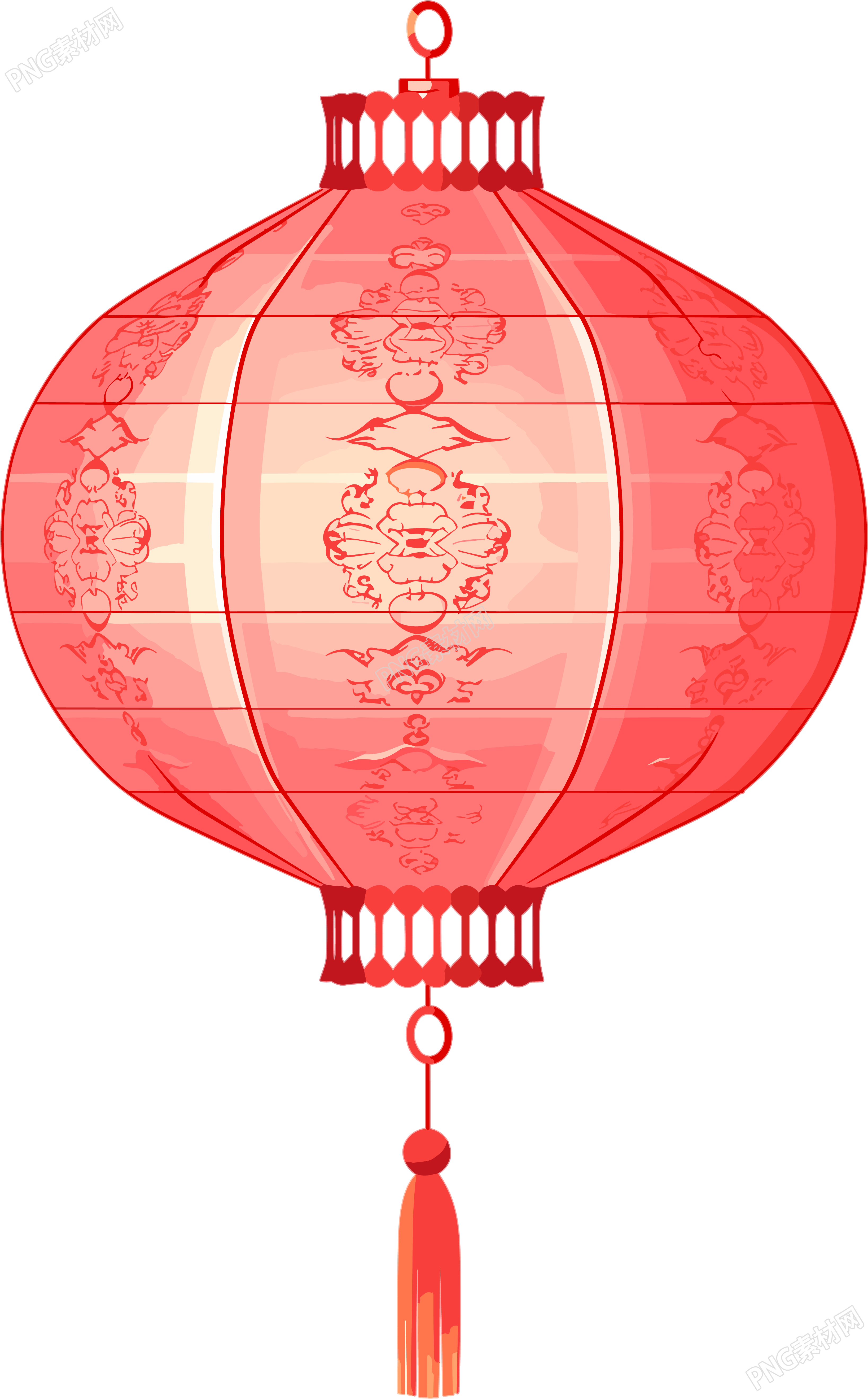 中国风创意设计元素:红白简约线条风格的天灯矢量图素材
