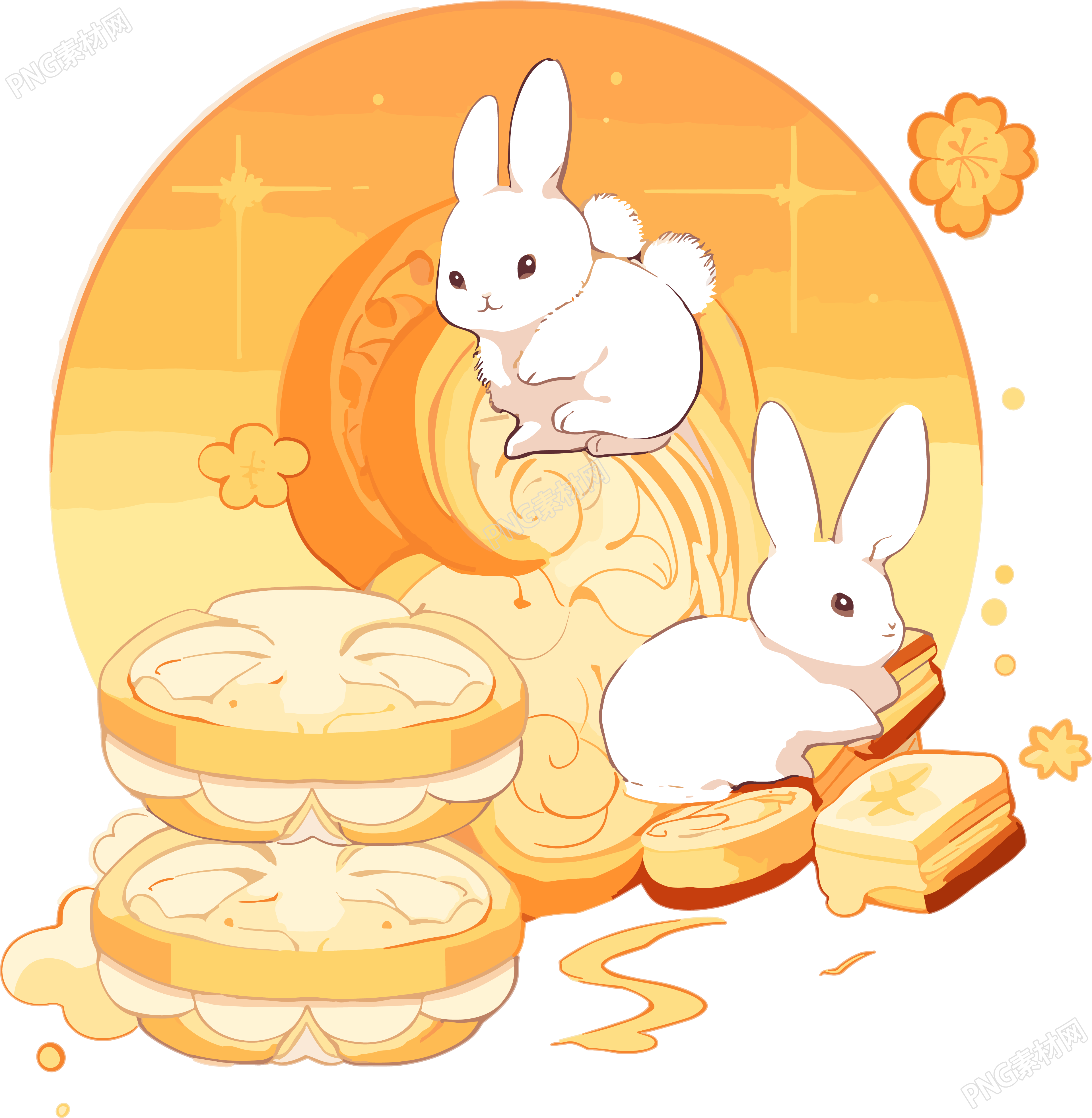 月饼白兔可商用的创意设计元素PNG图形素材