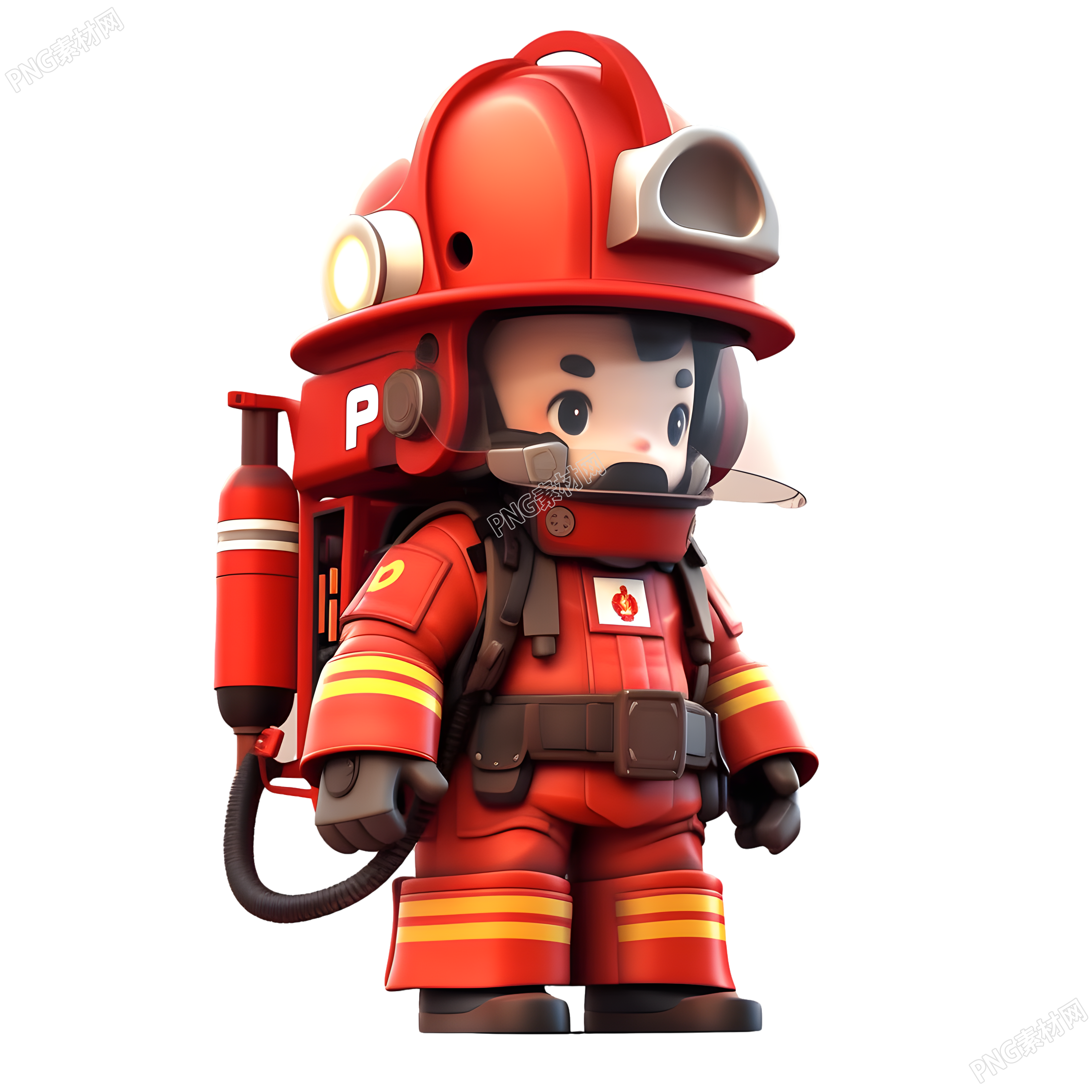 消防员3D插画透明背景元素