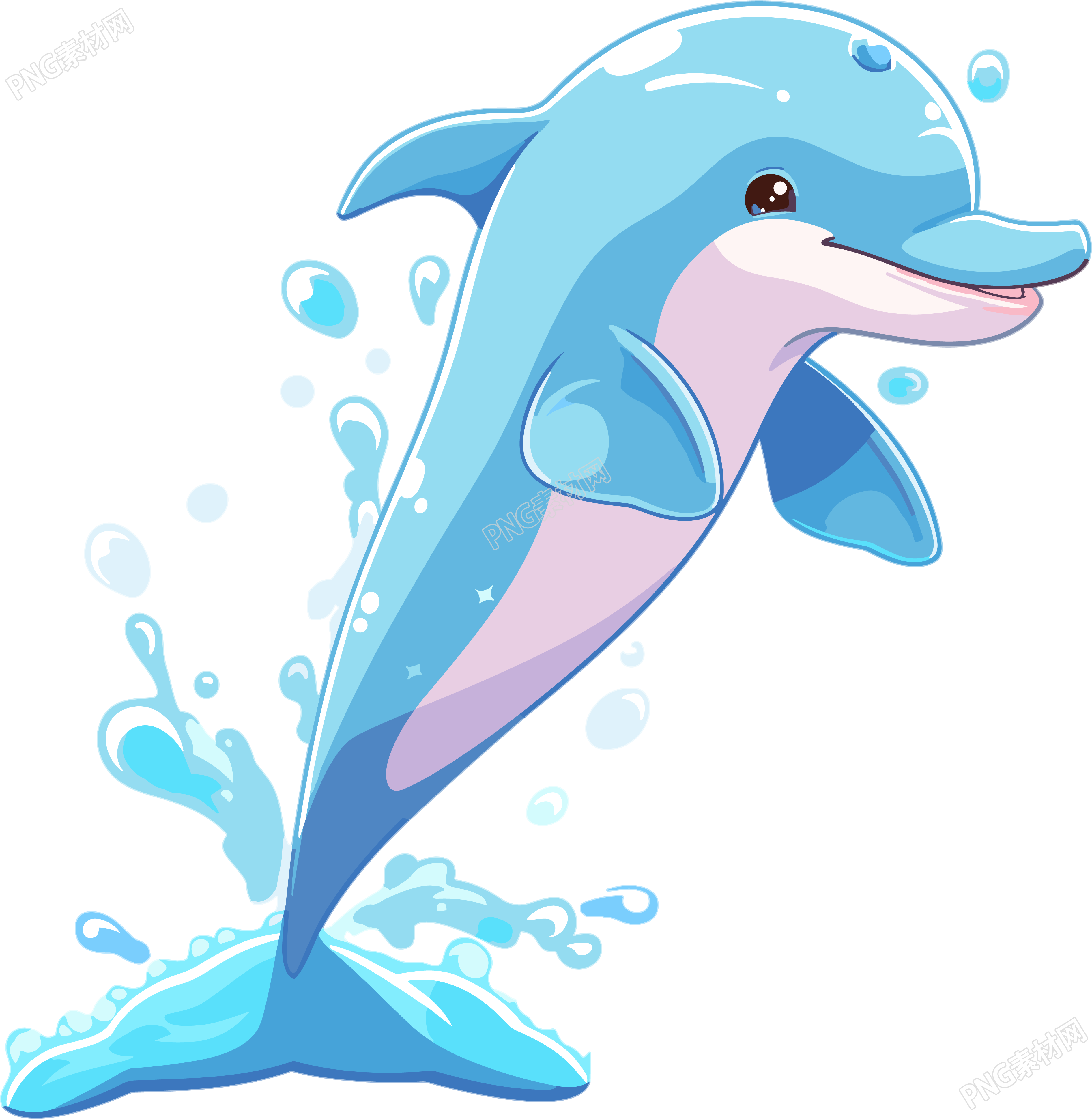 可商用海豚矢量贴纸插画素材