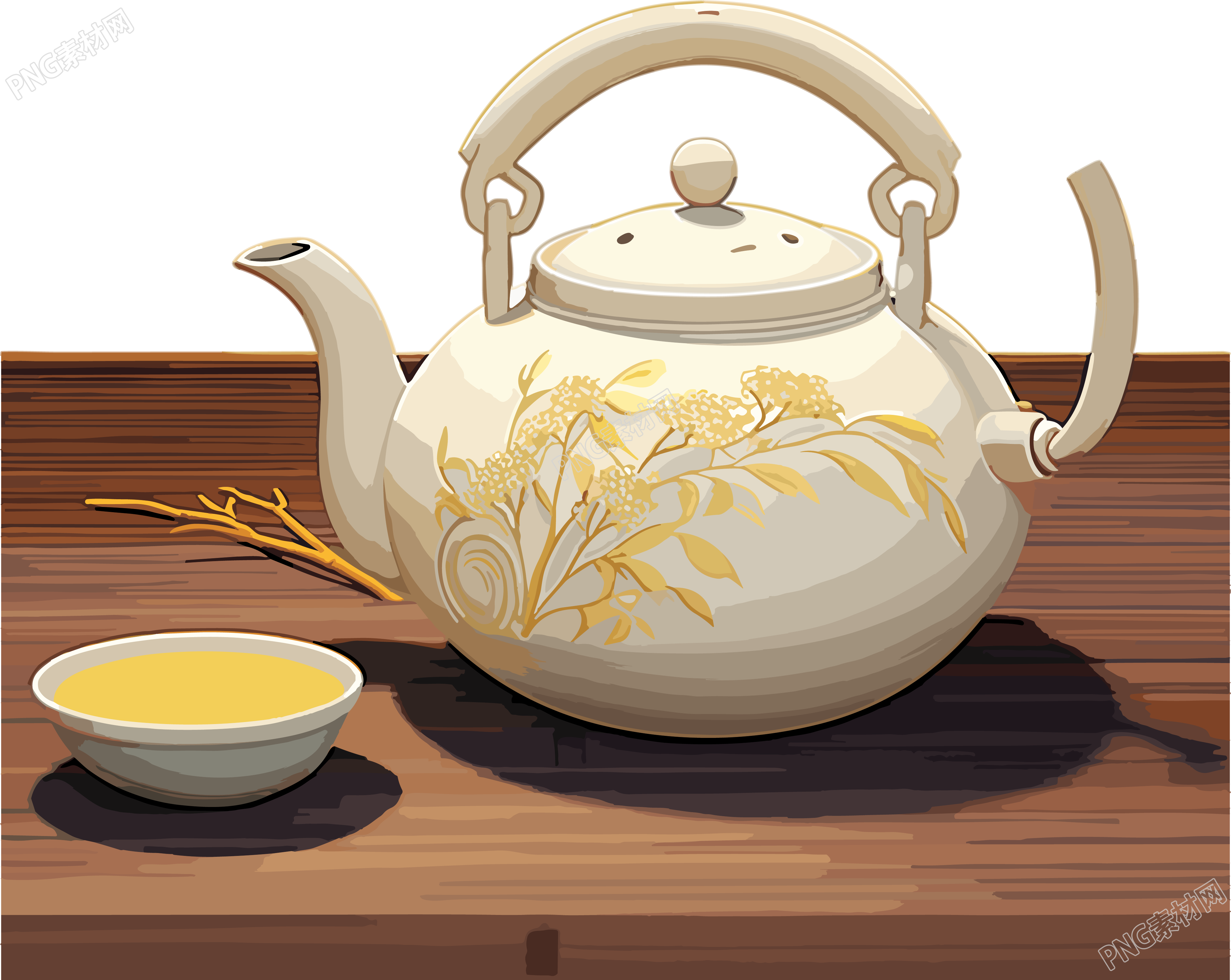 白色雅致的茶壶创意设计插画素材