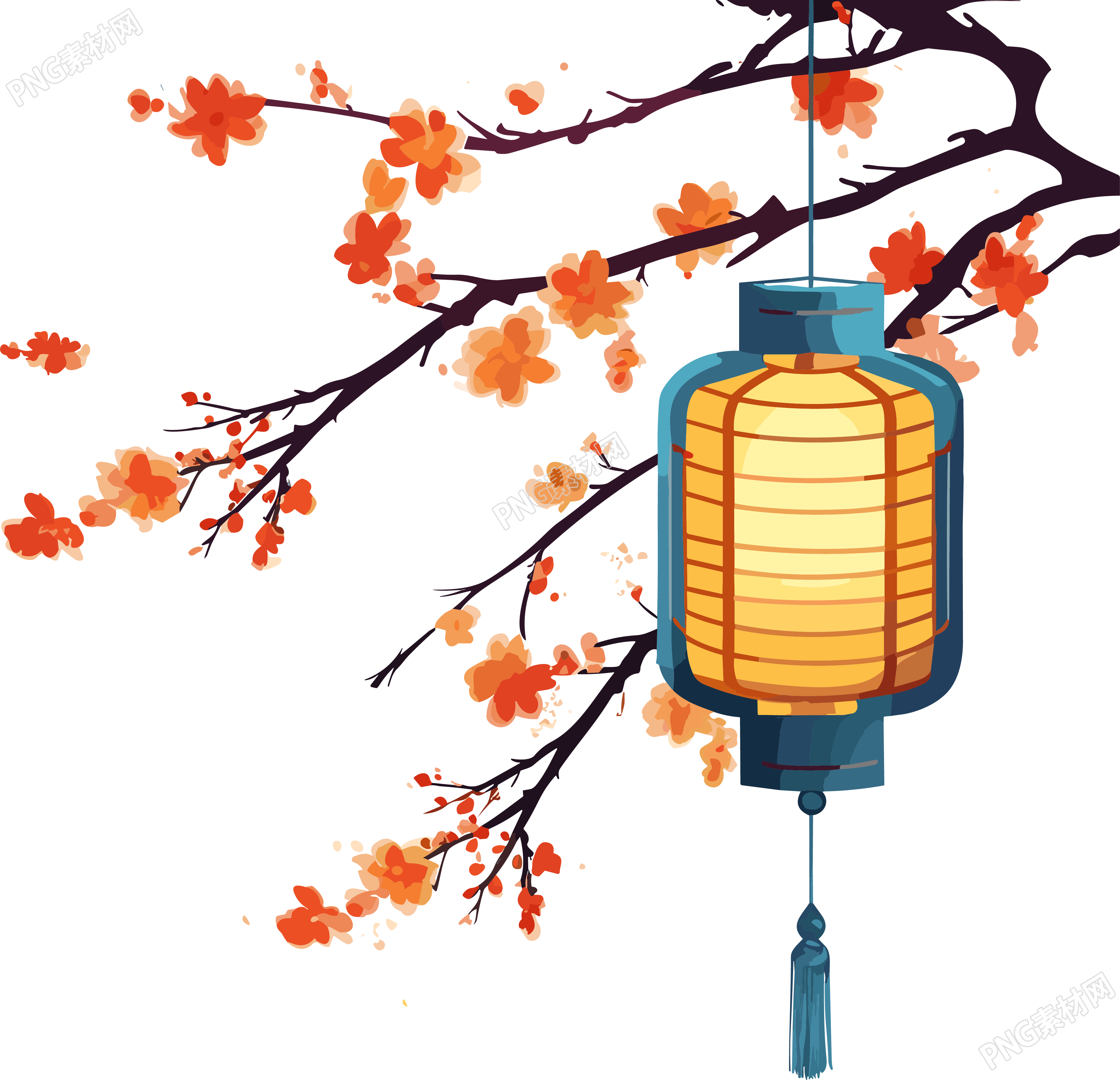 明艳照人的中式灯笼插画