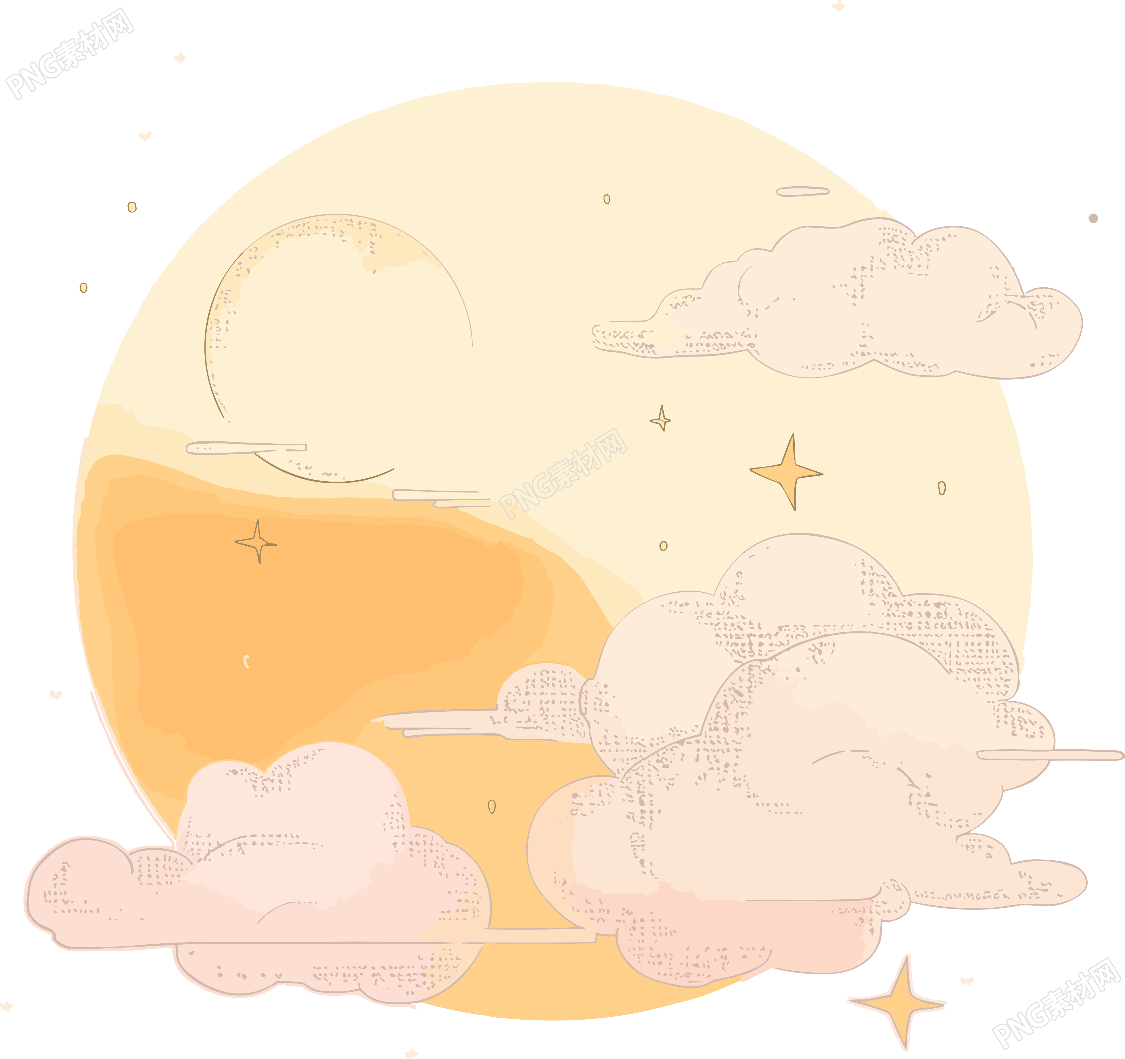 手绘风格月亮插画PNG