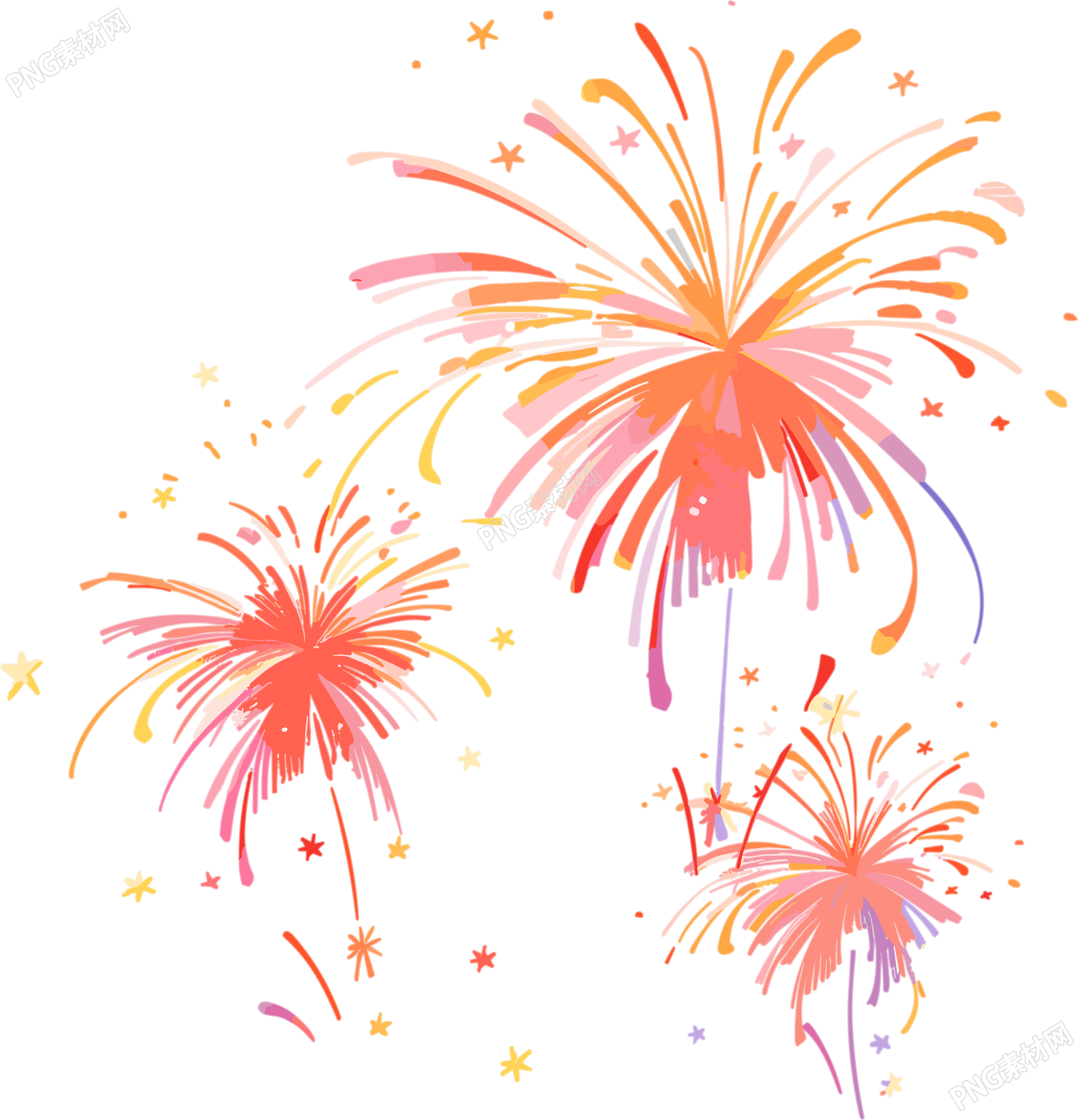 透明背景手绘烟花素材