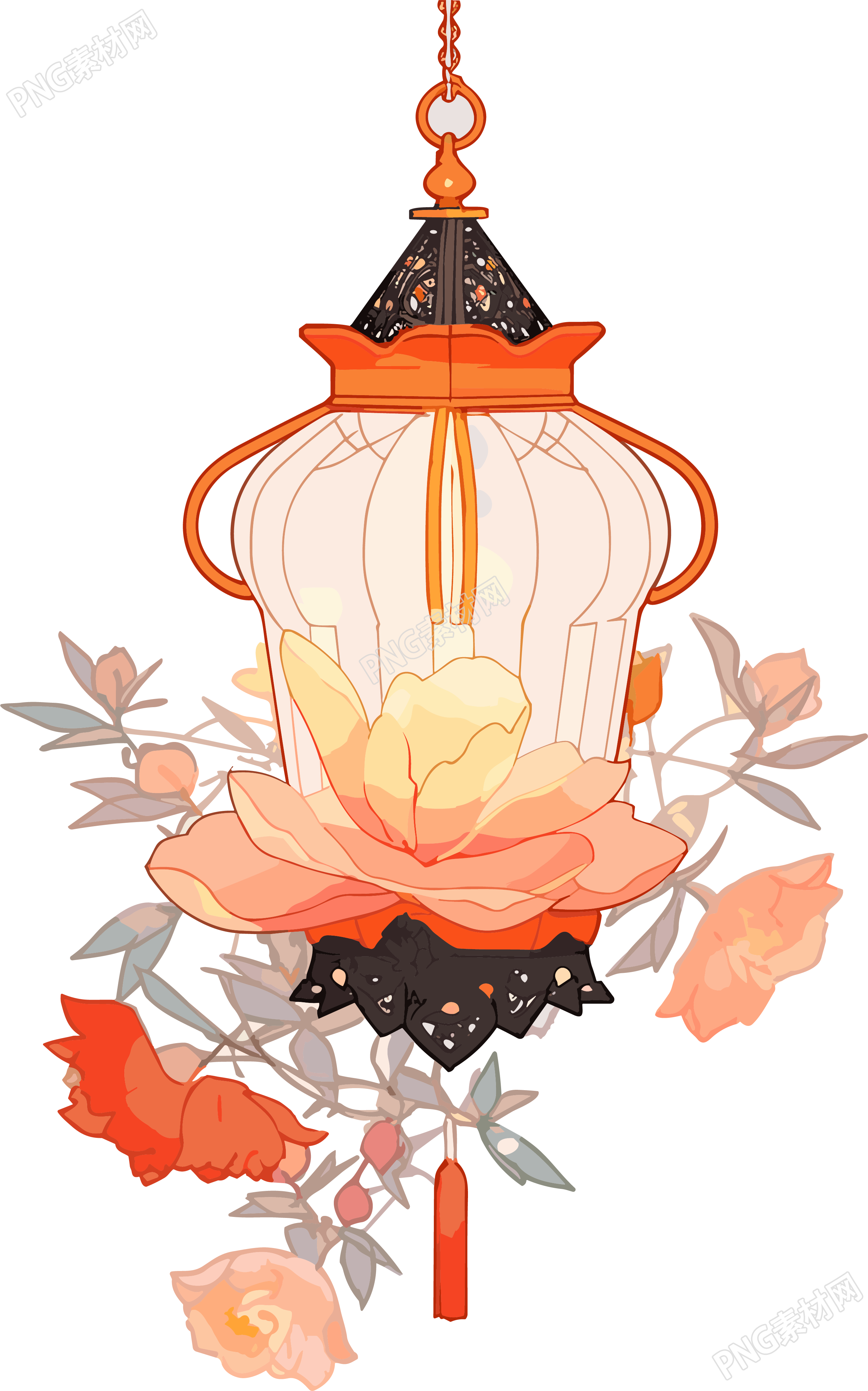 手绘花灯图案商用插画设计