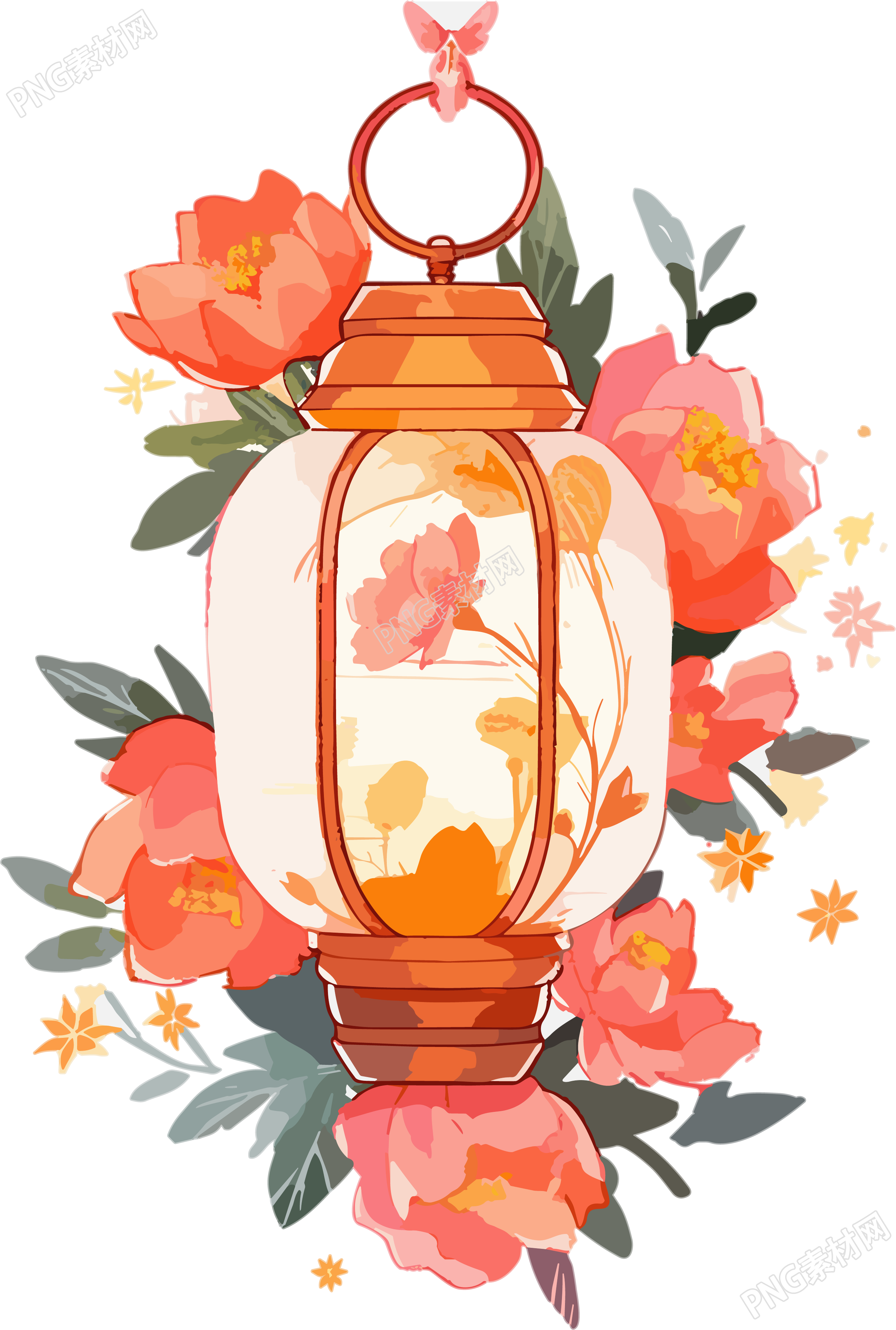 花燈精美插圖透明背景元素
