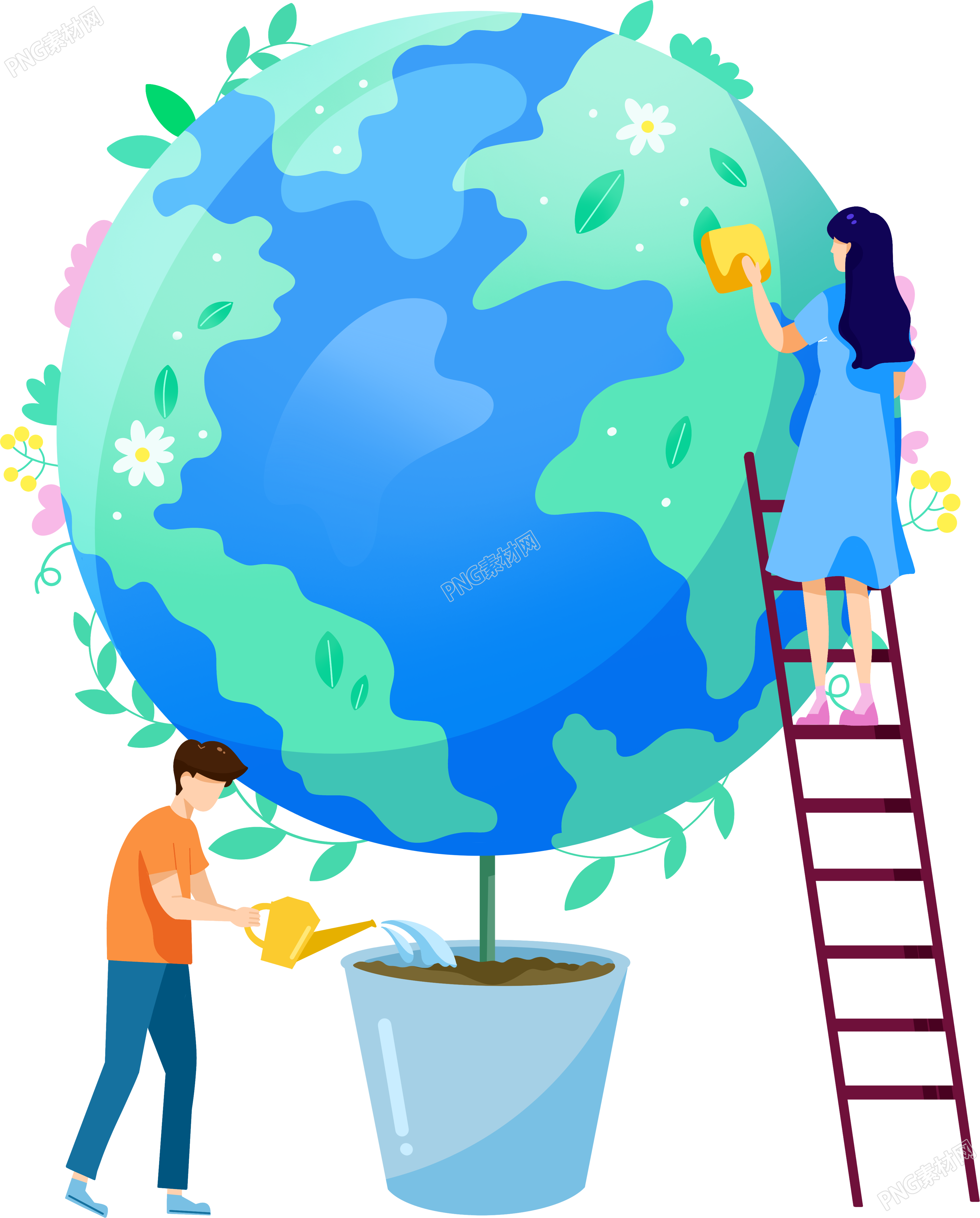 世界清洁地球日清洁地球创意设计插画