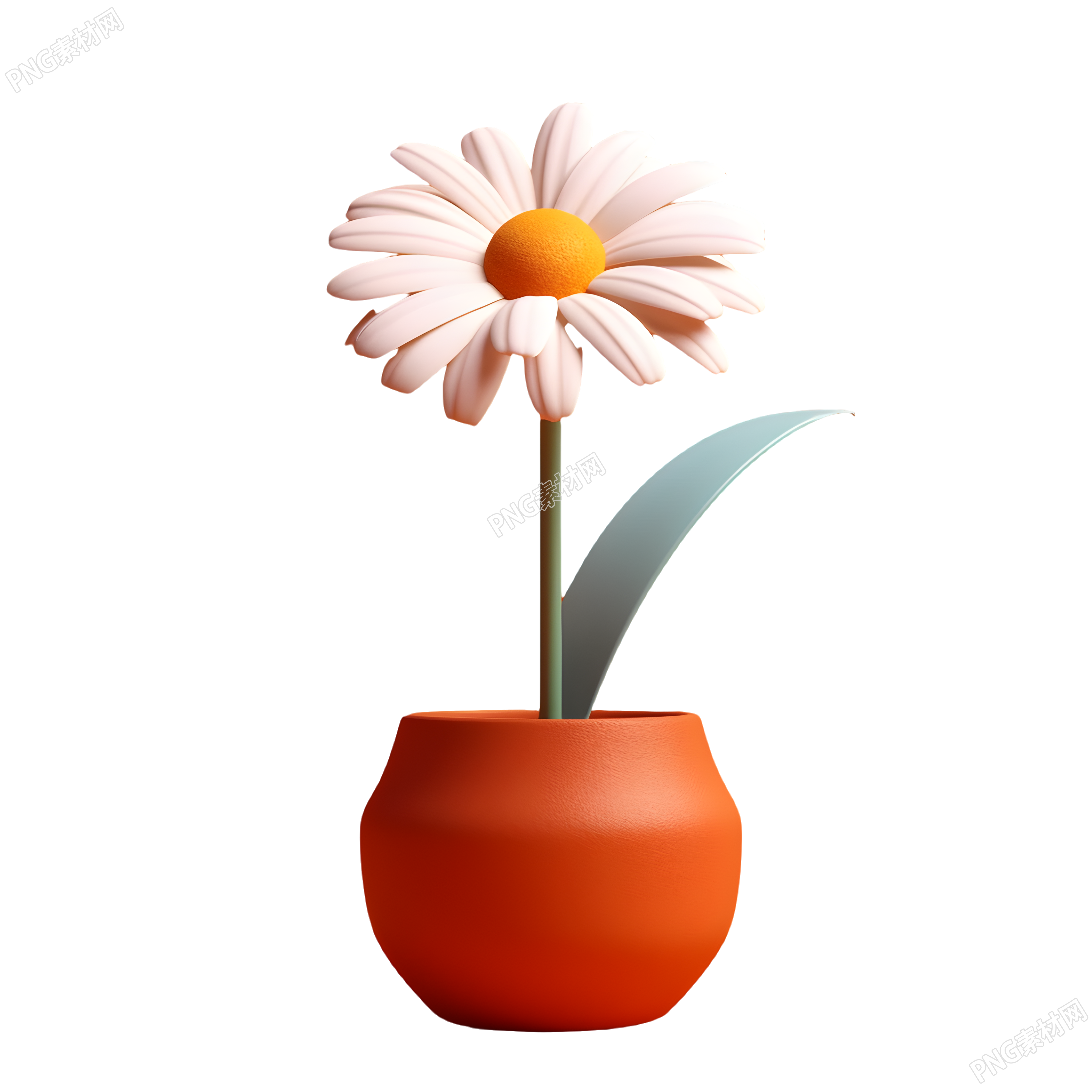 雏菊花盆插画设计素材