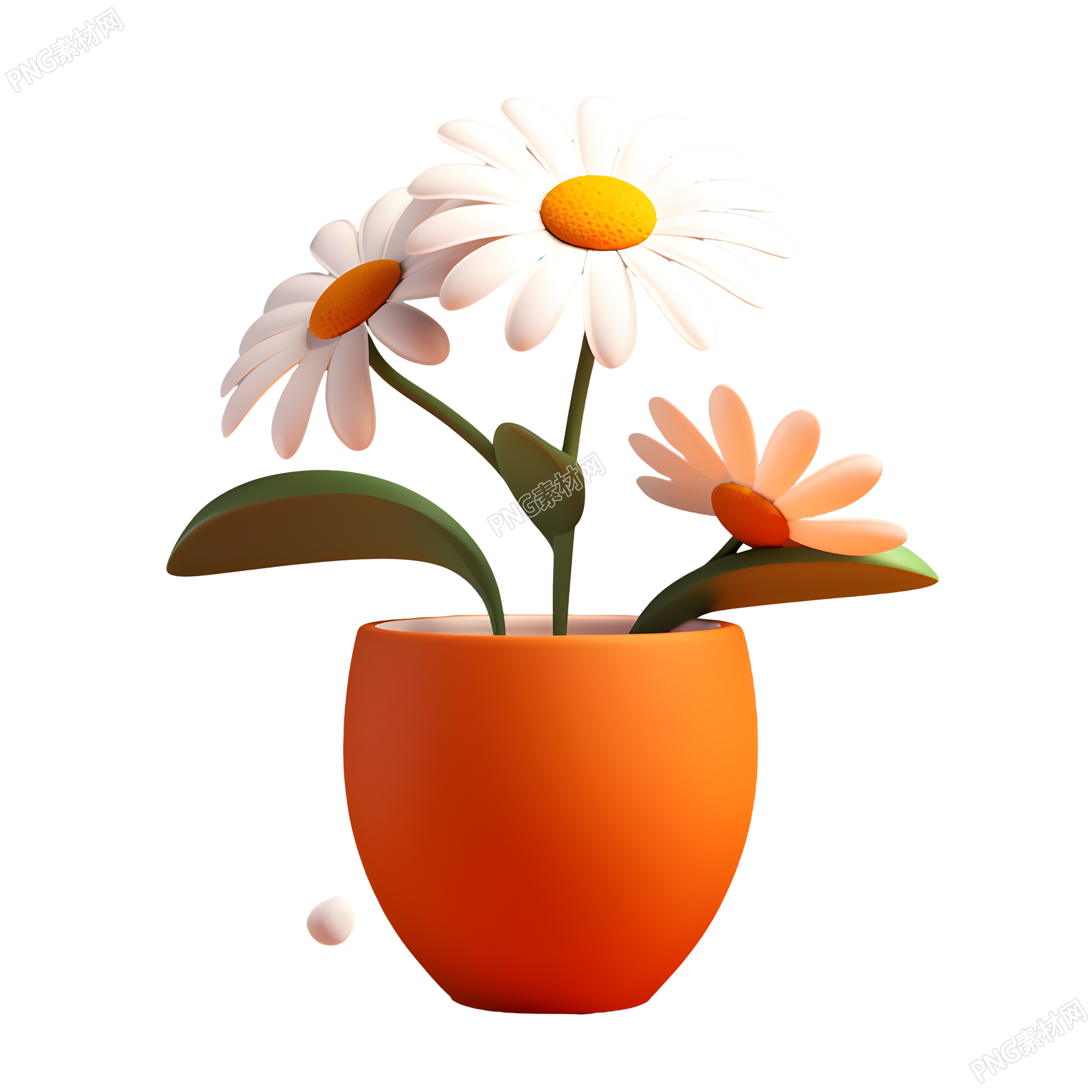 花盆上的雏菊插画设计