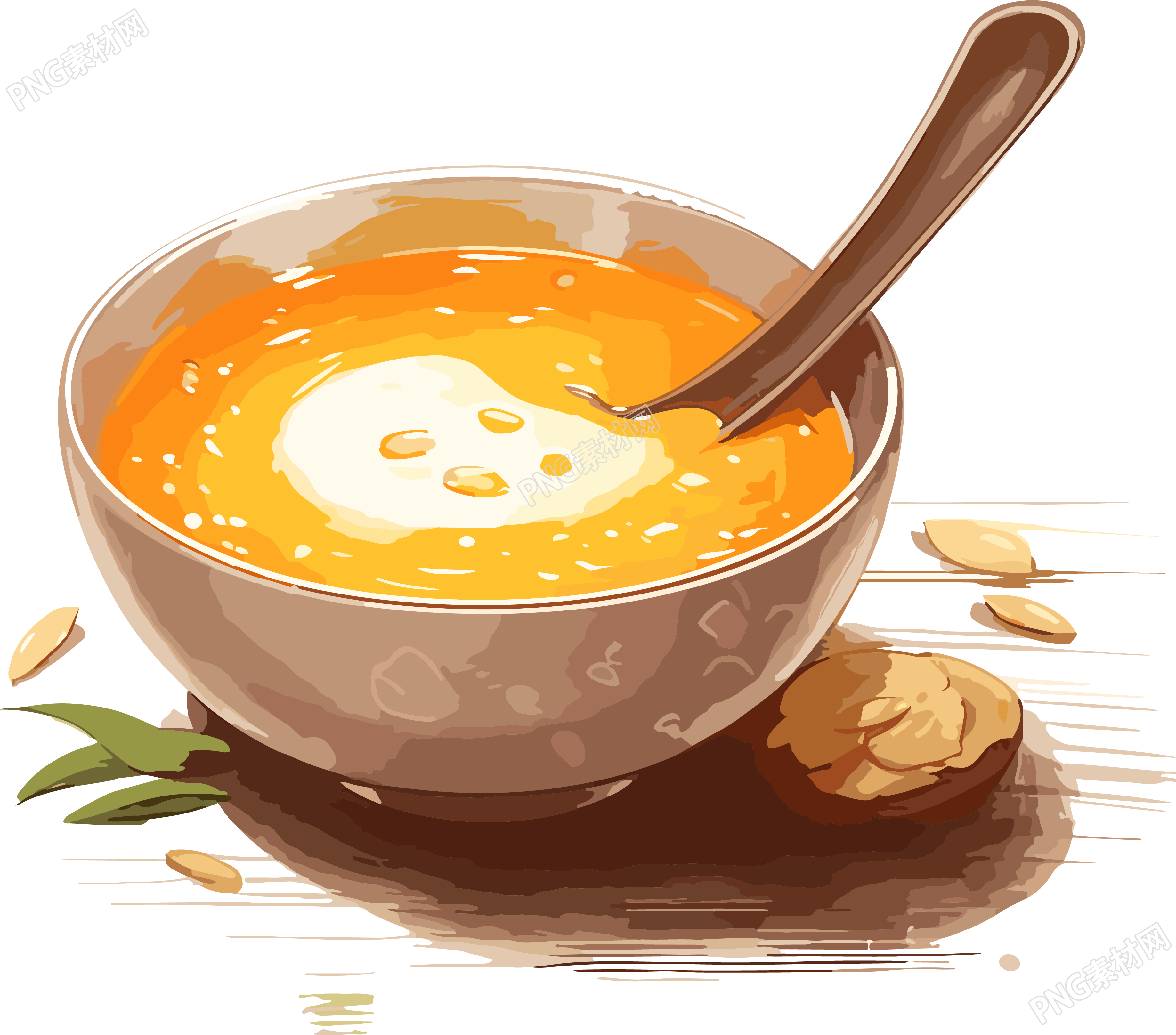 中國(guó)水墨風(fēng)格蘑菇湯PNG插畫設(shè)計(jì)