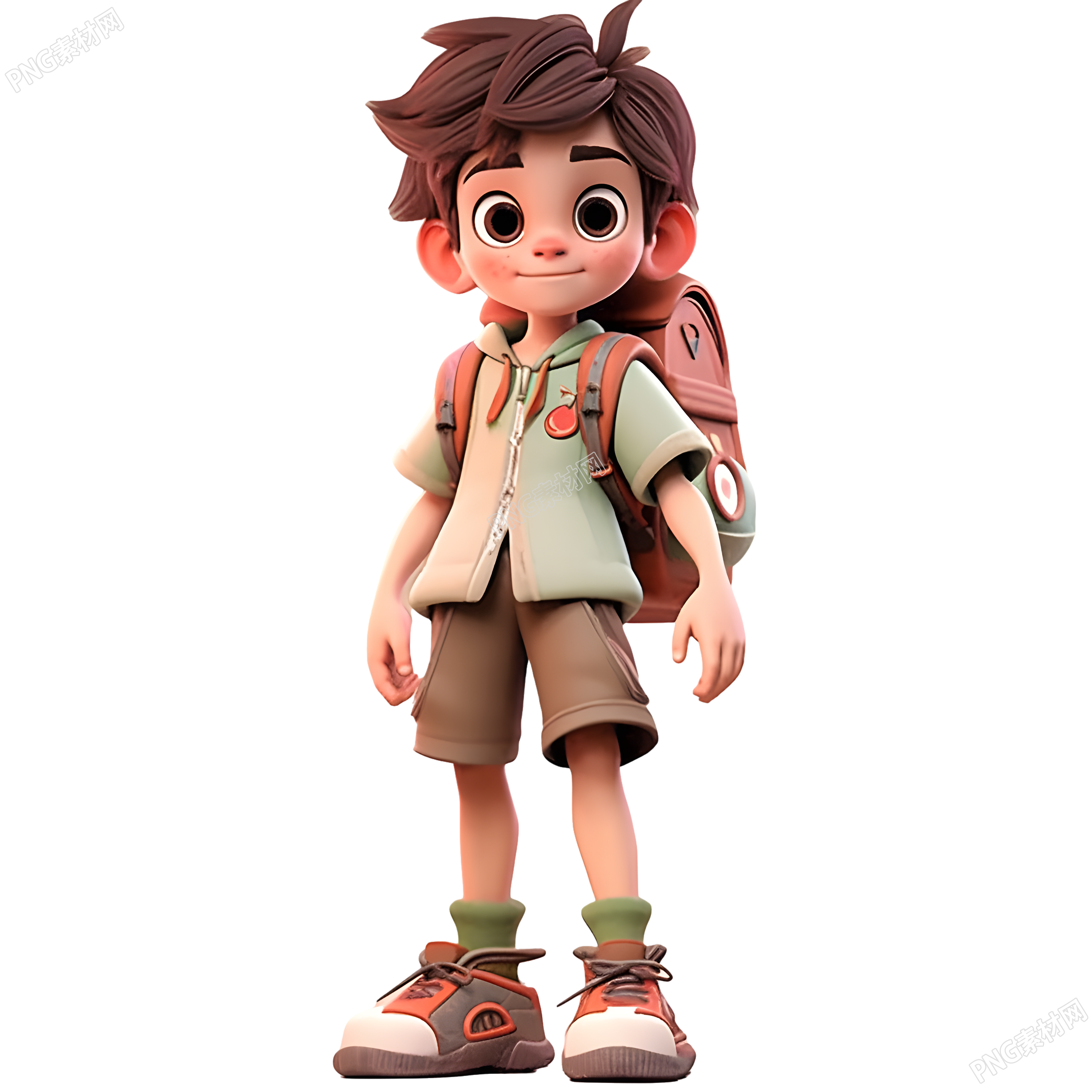 卡通孩子背包立绘3D模型插画