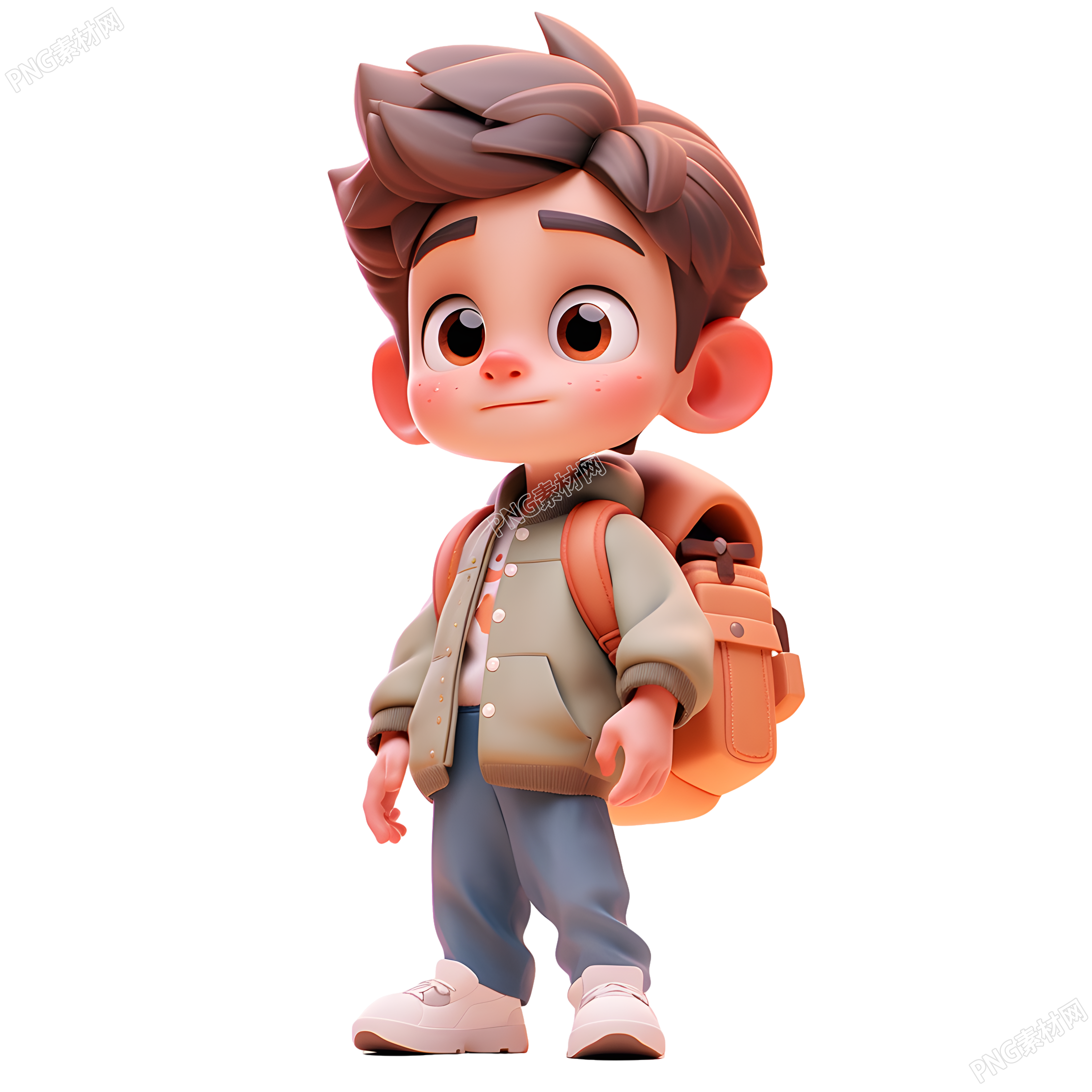 帅气男孩背包的3D人物素材