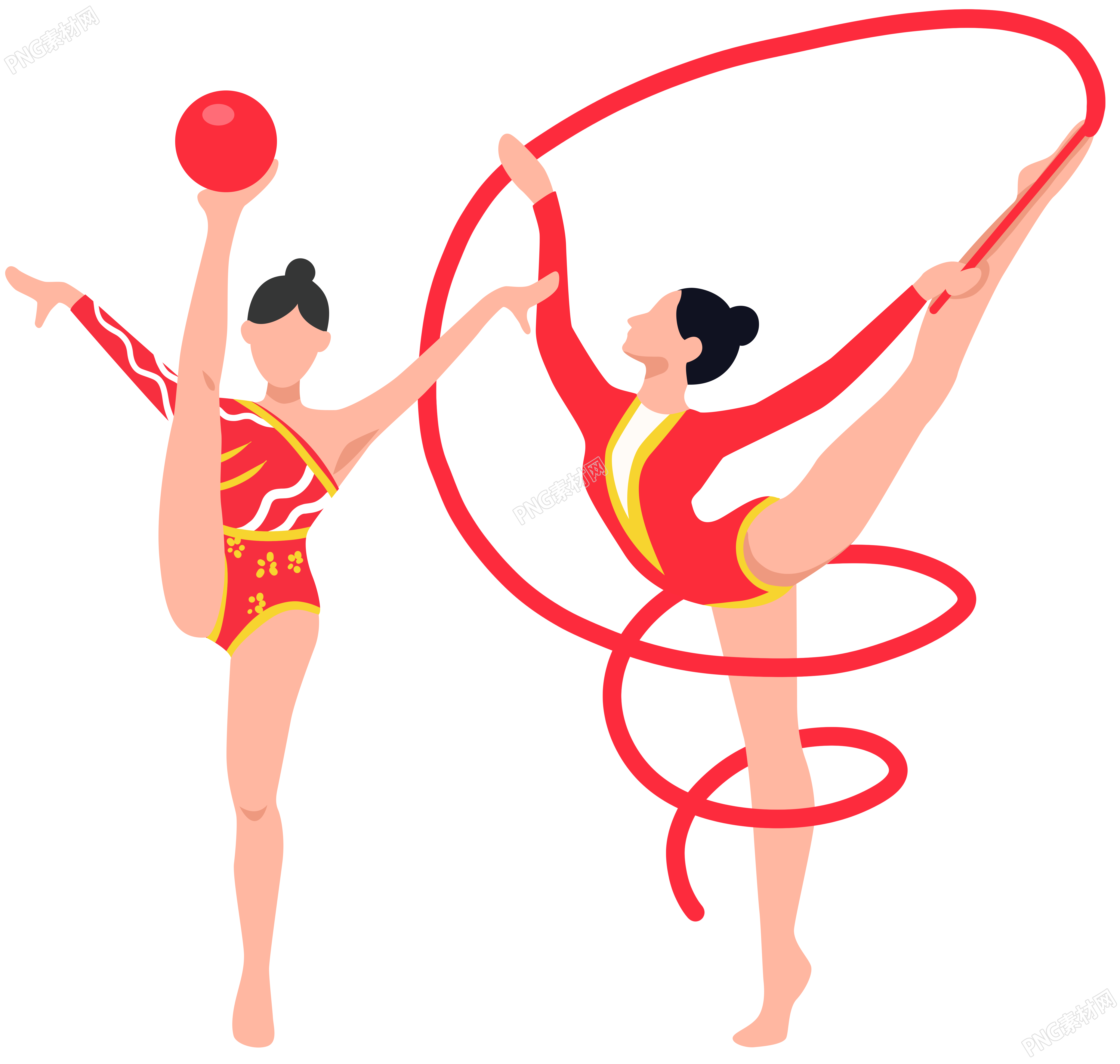 艺术体操透明背景手绘插画