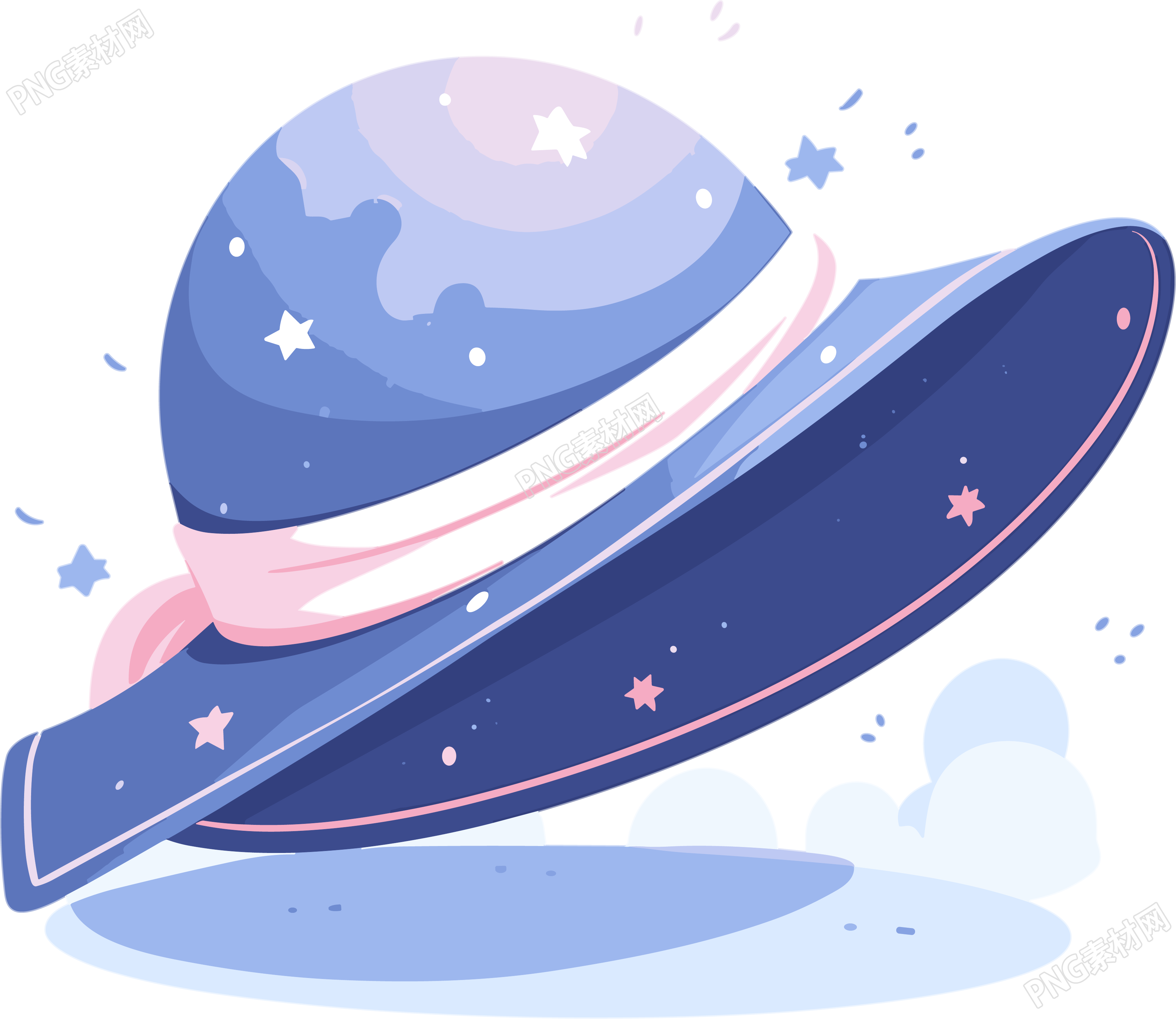 星空太阳帽创意插画PNG