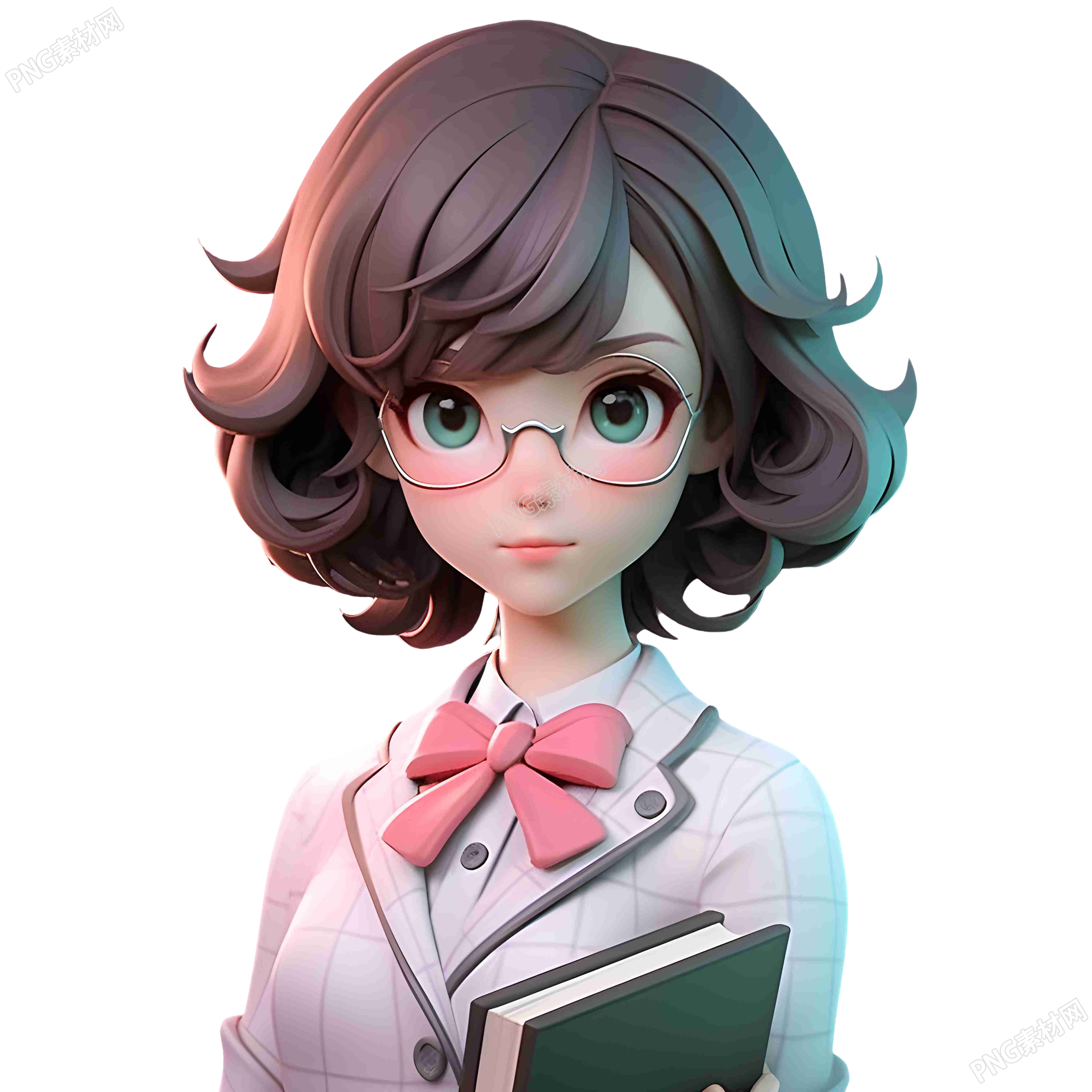 3D模型女教师戴眼镜插画
