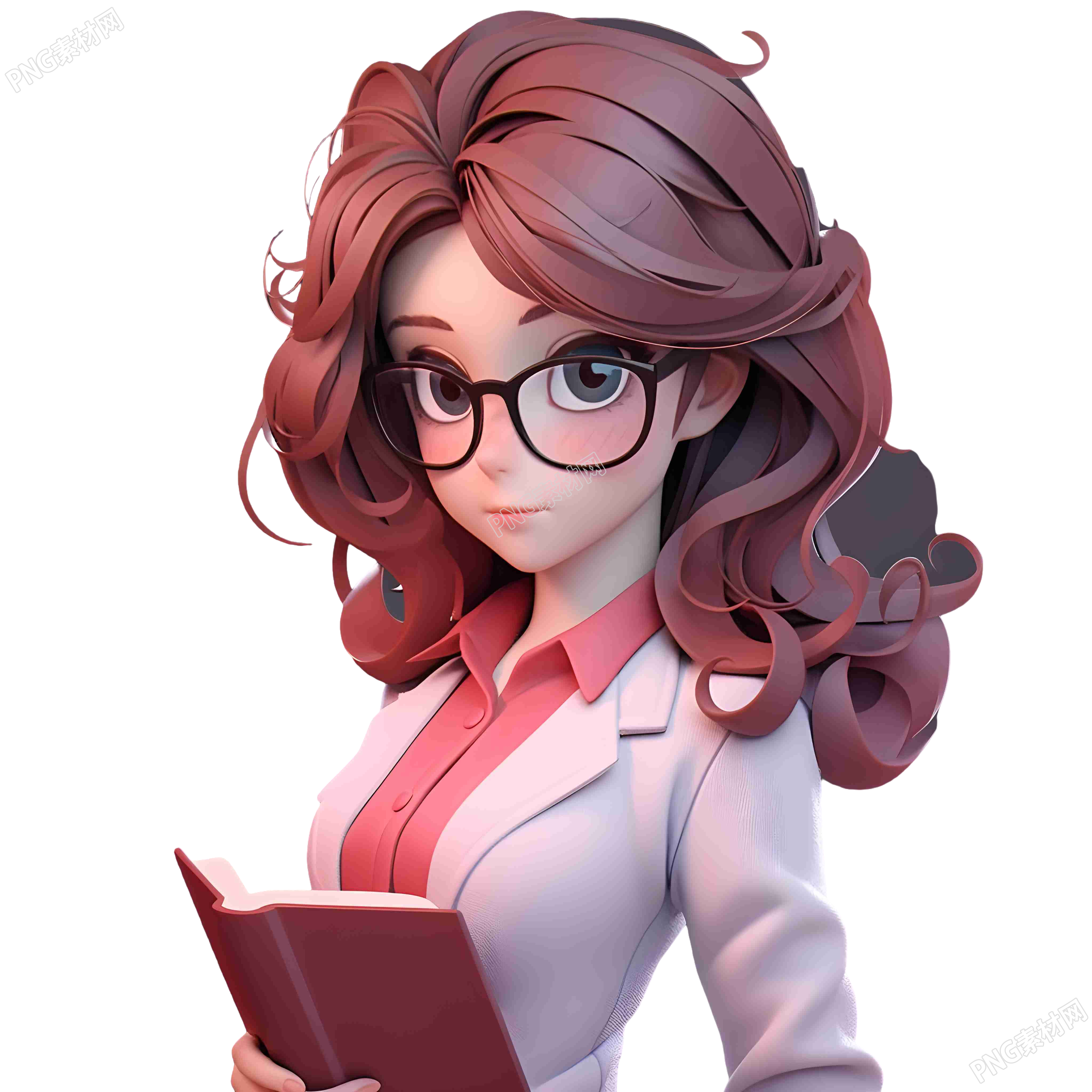 女性教师高清透明背景3D模型插画