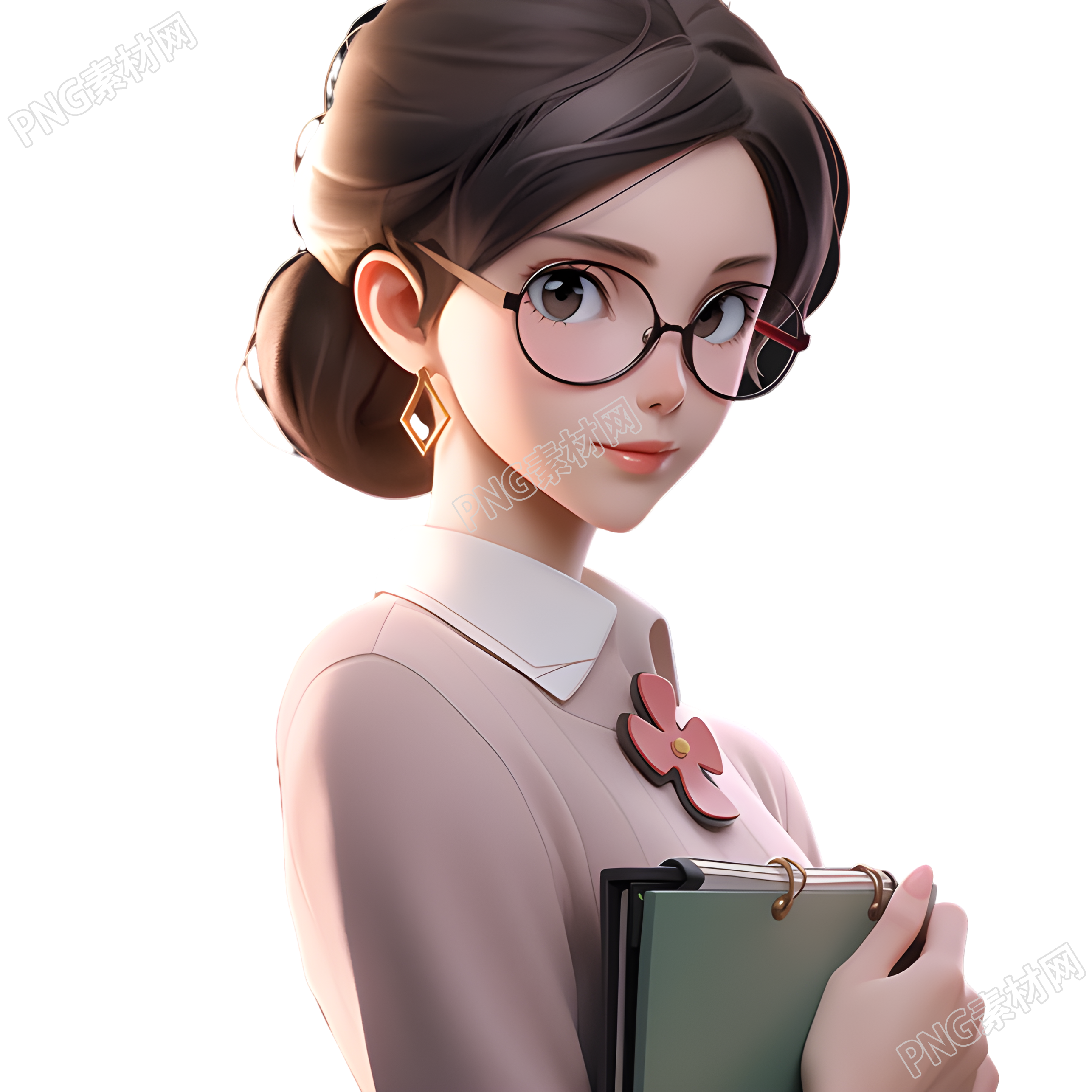 3D模型女教师准备上课素材