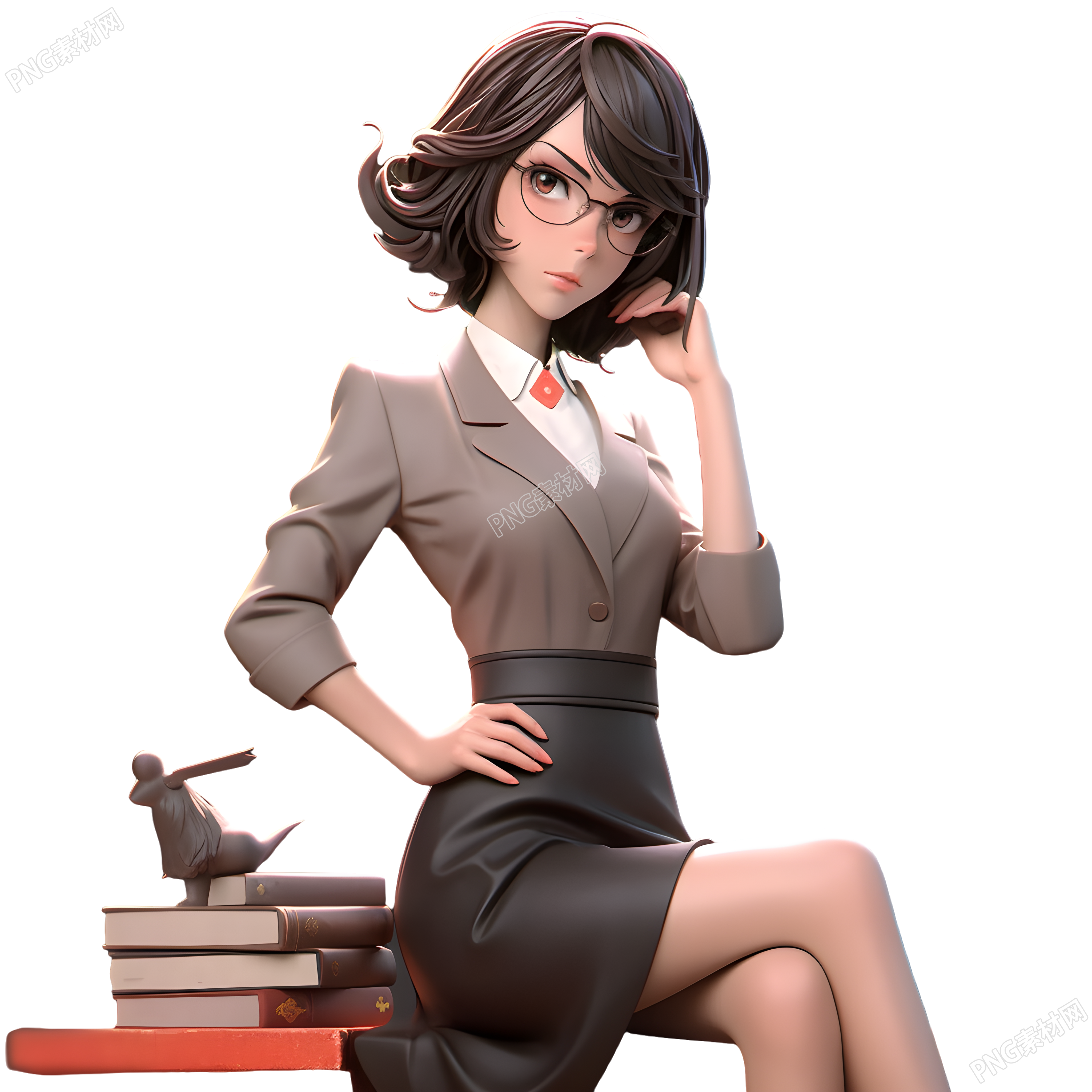 女教師3D模型插畫