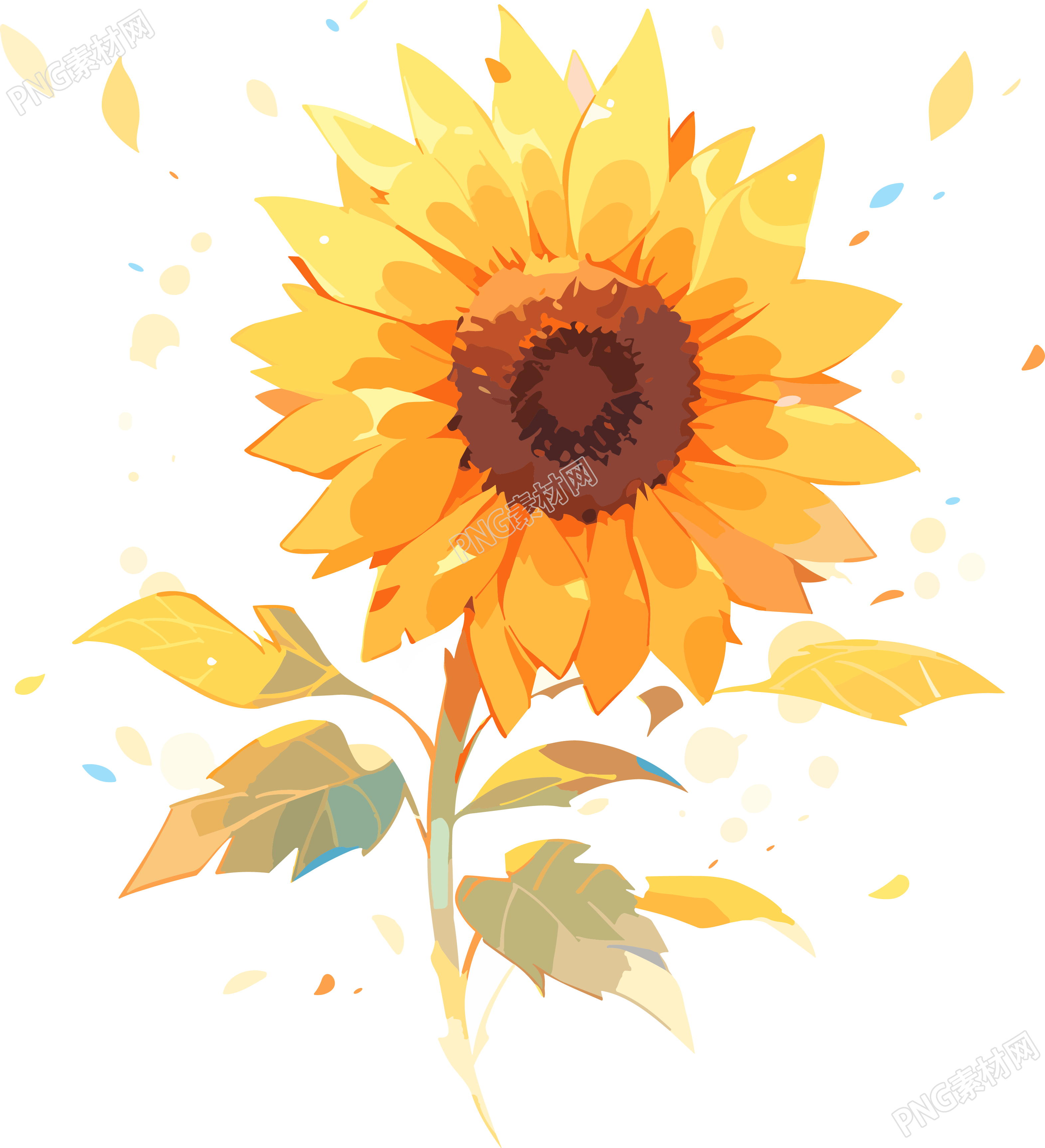 水彩风格太阳花插画PNG