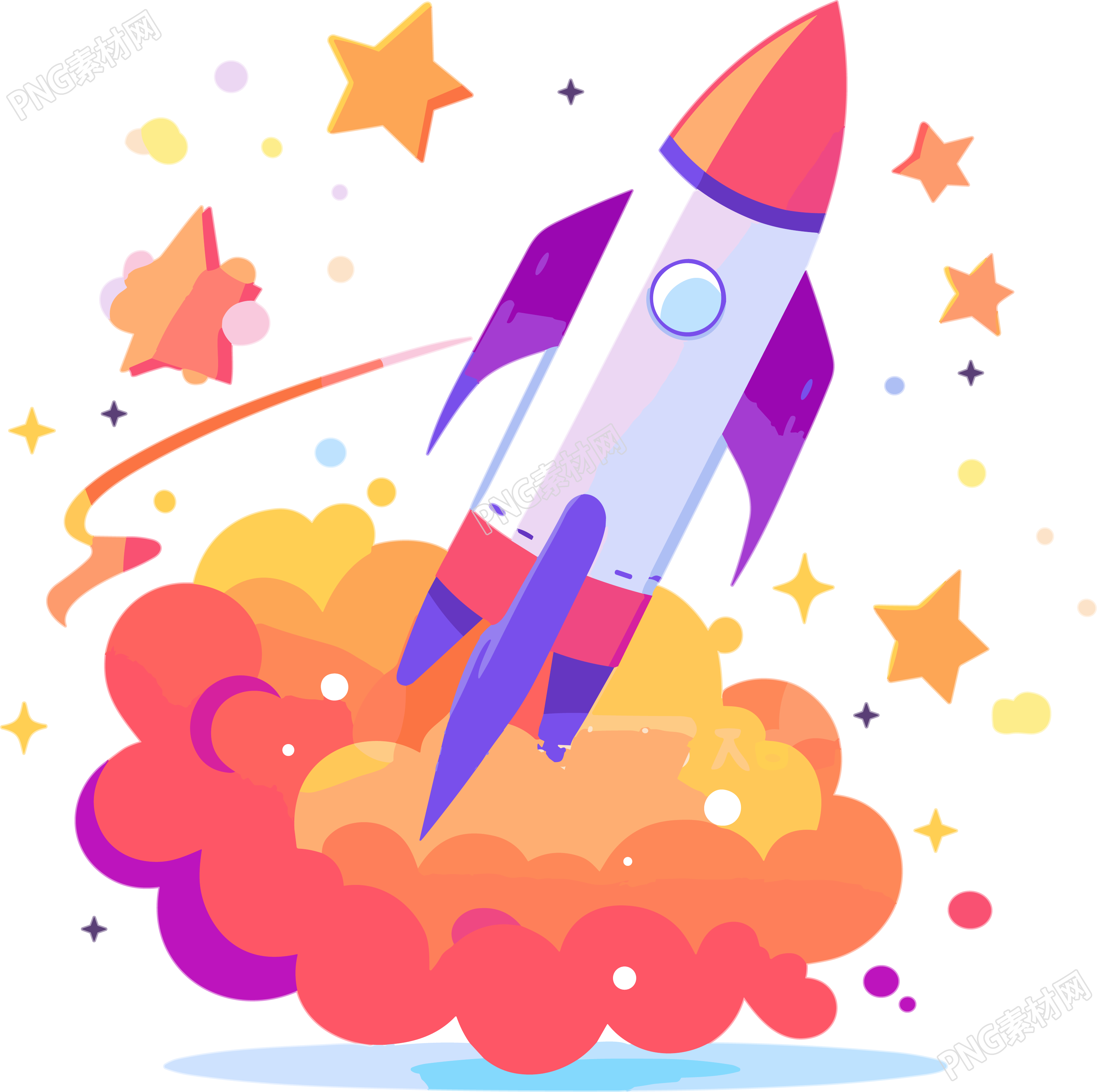 卡通火箭星星扁平插画素材