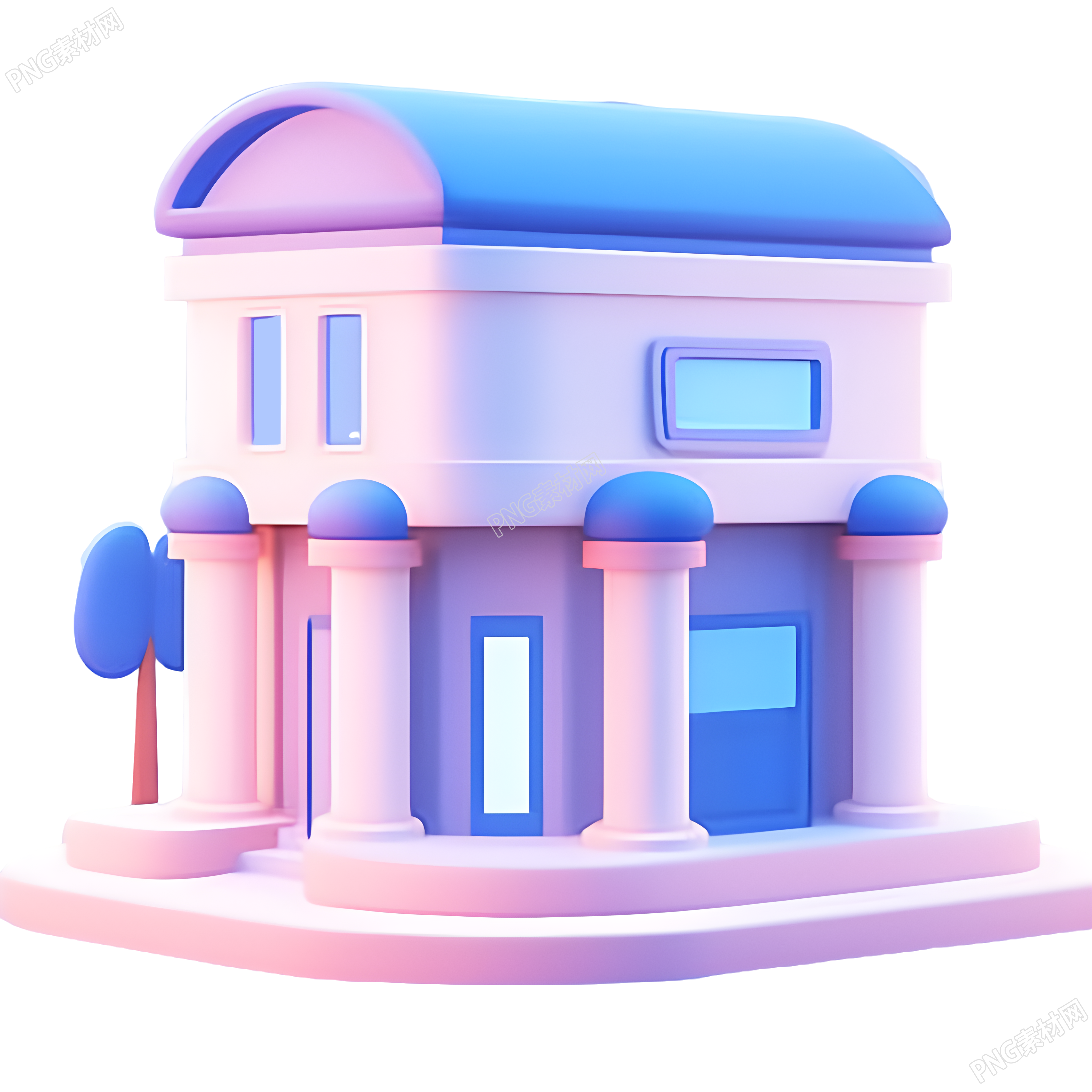 银行建筑3D立体插图