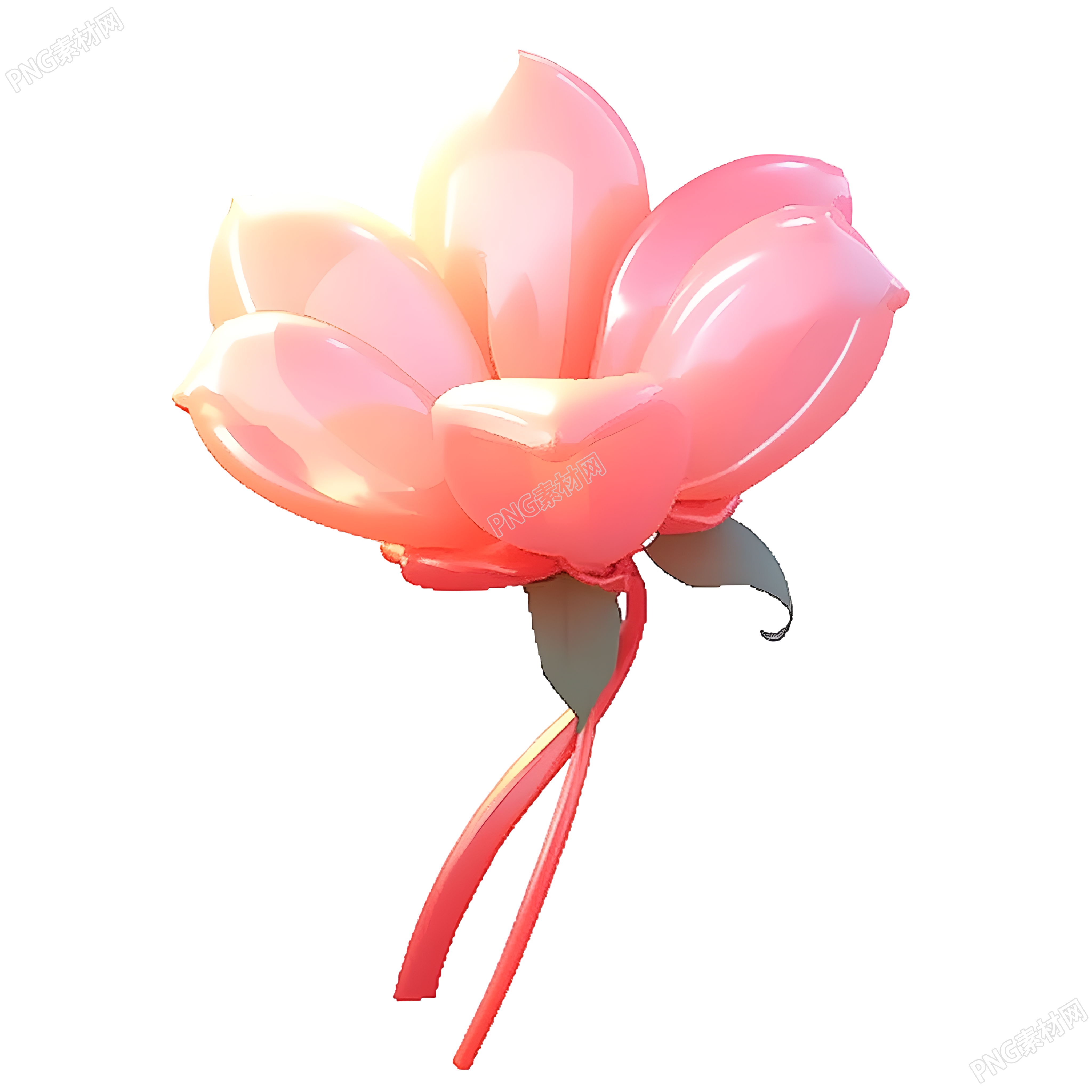 高清透明背景玫瑰3D模型插画