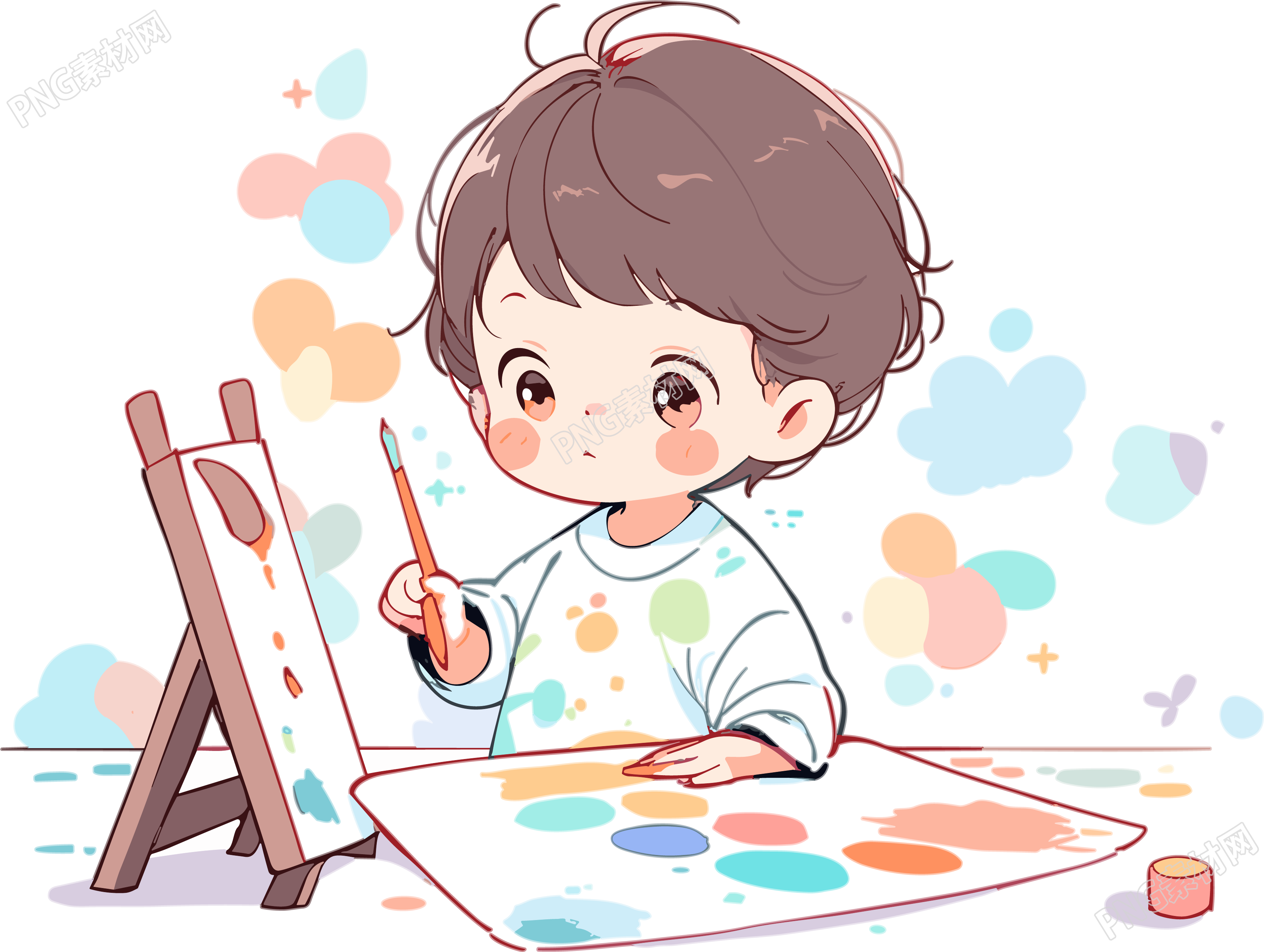 手绘透明背景男孩涂鸦插画设计元素