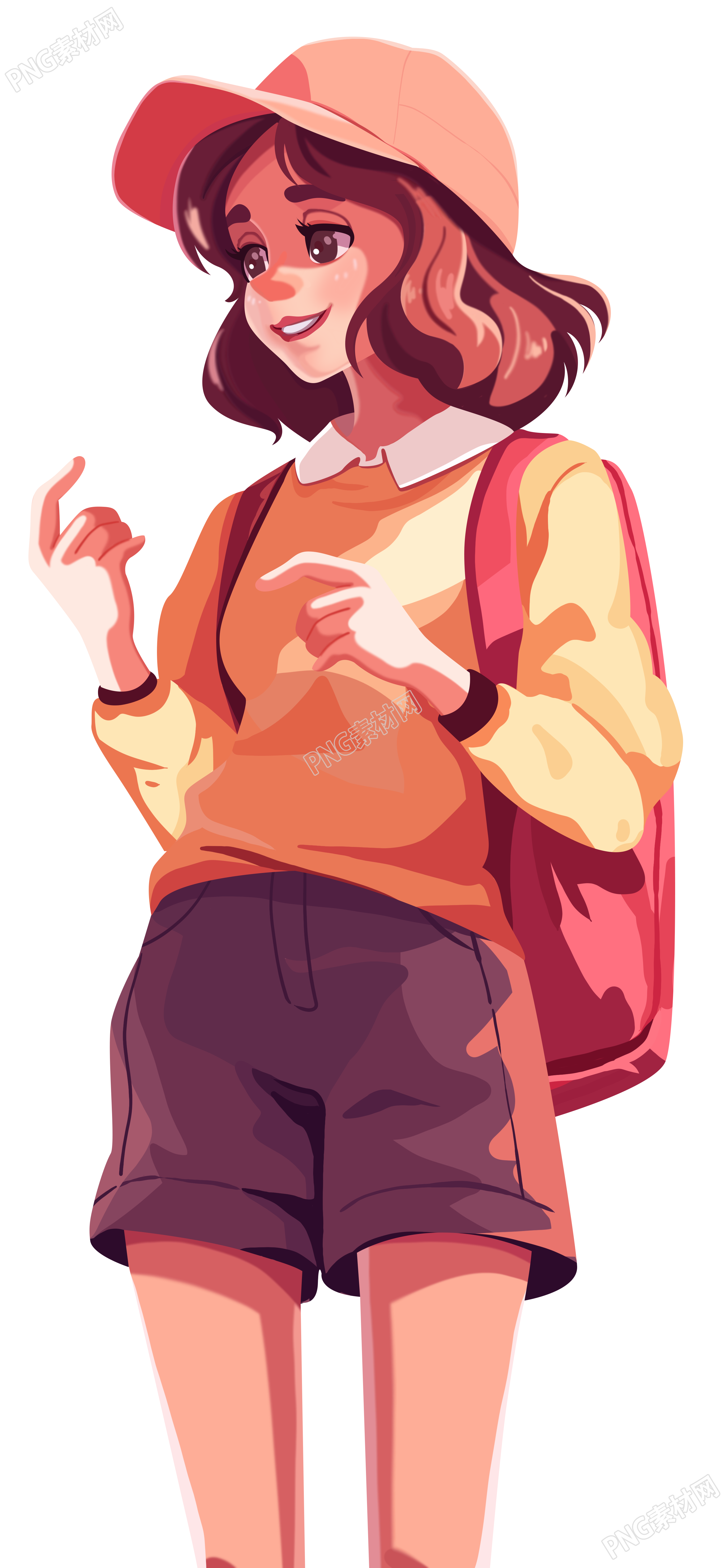可爱女孩子秋游动漫风插画