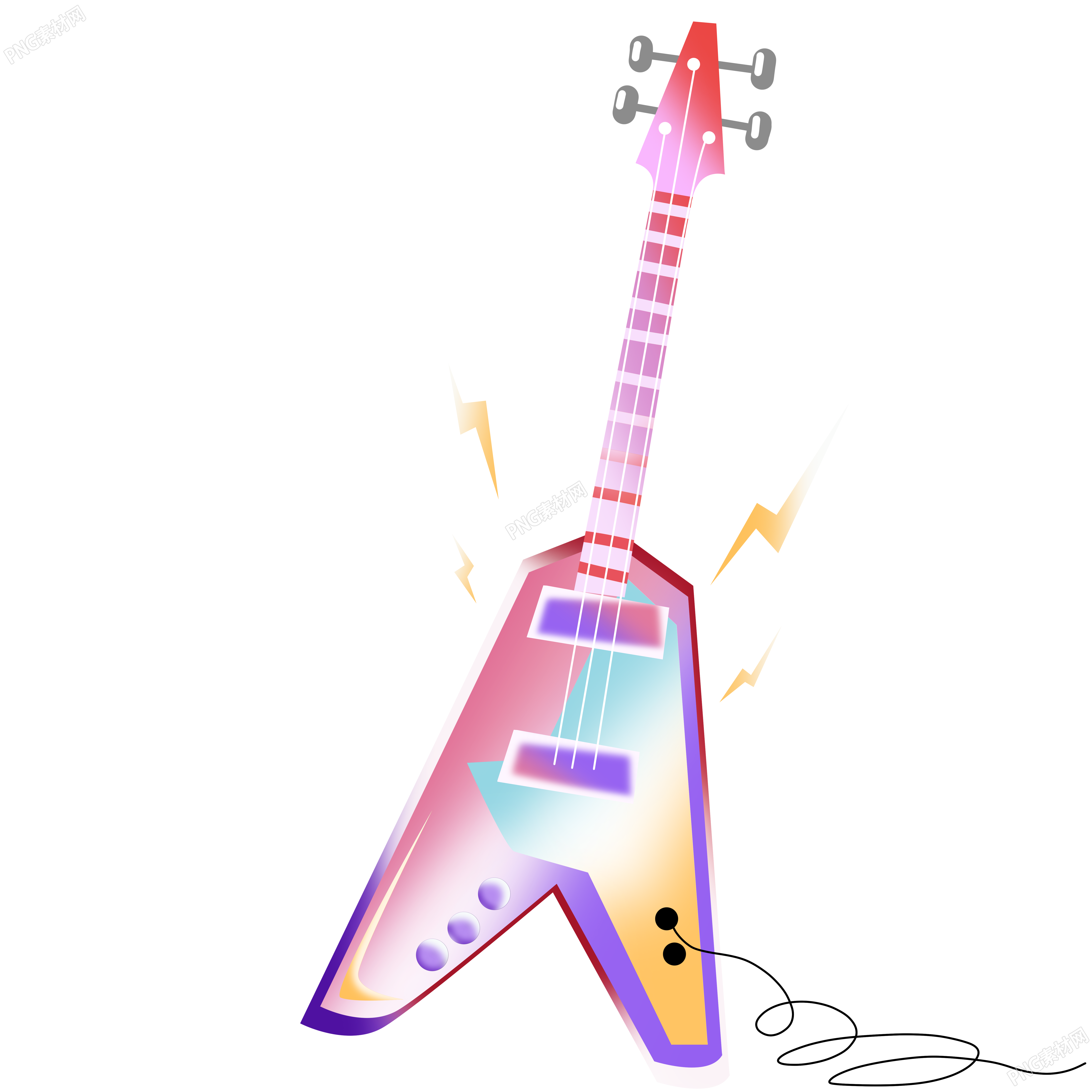 音乐乐器电子吉他手绘插画
