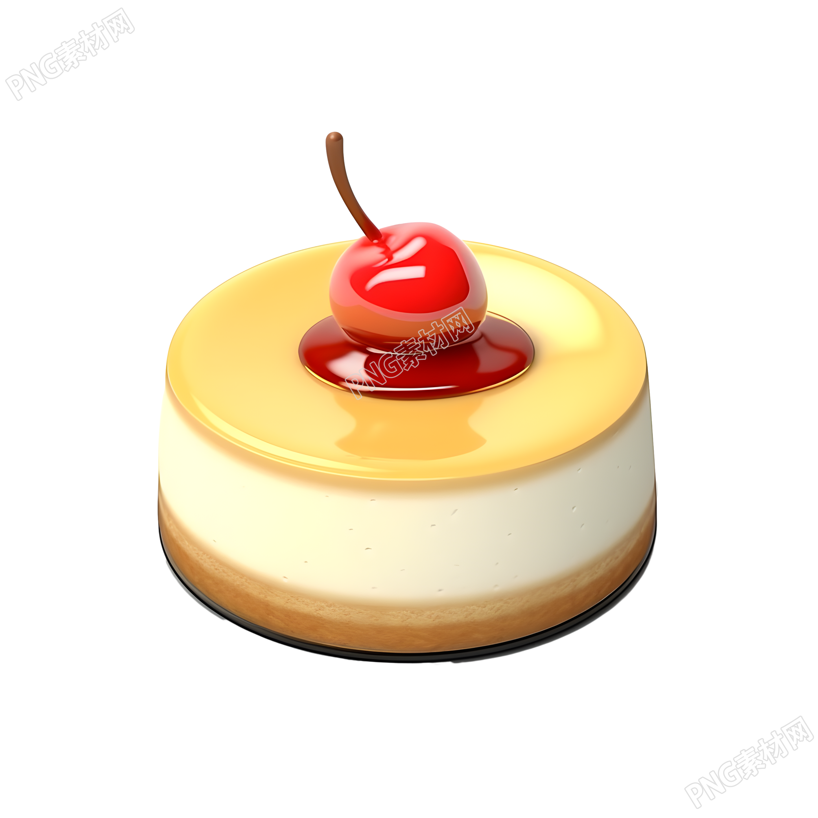 樱桃布丁可口甜点3D插图