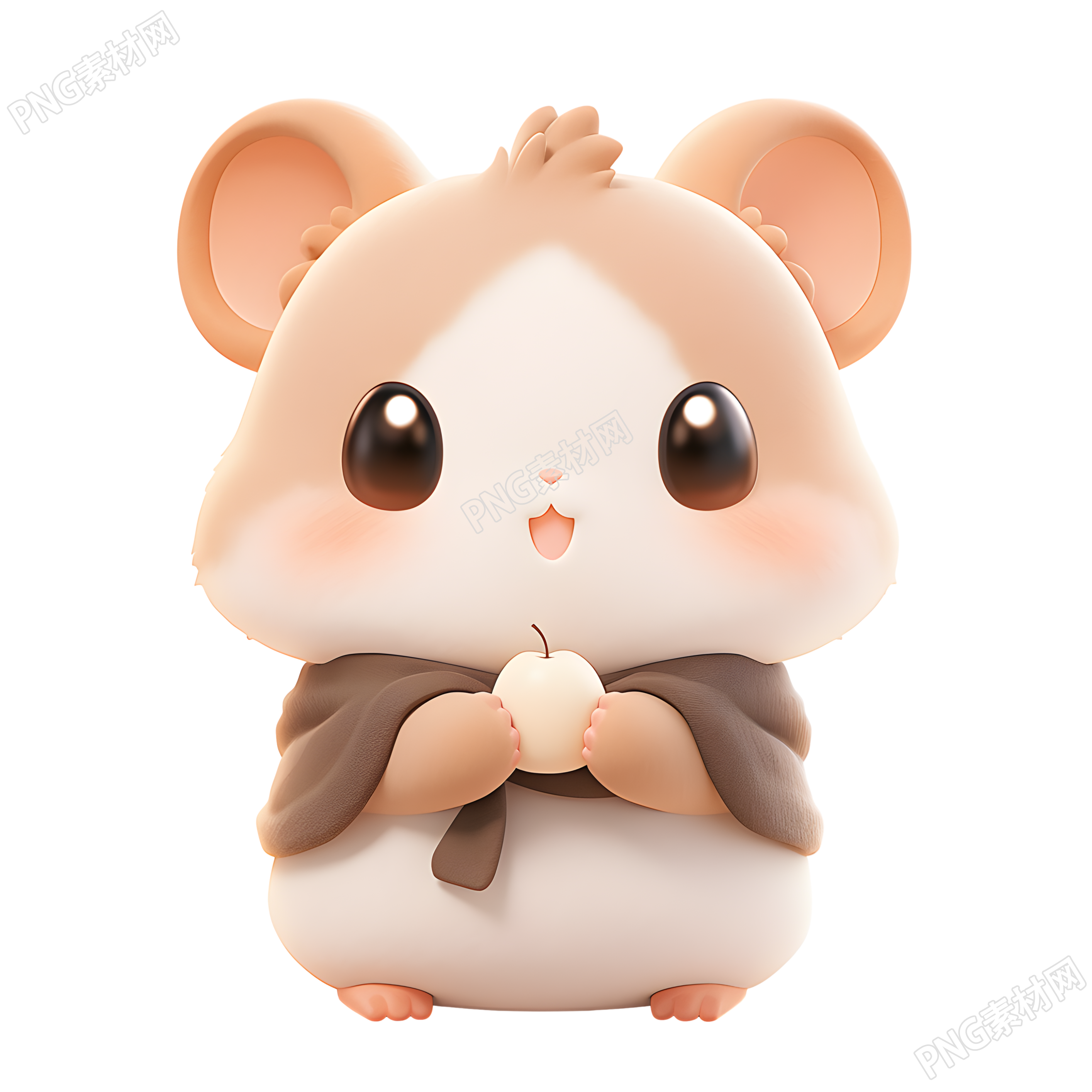 小仓鼠3D光泽粘土透明背景素材