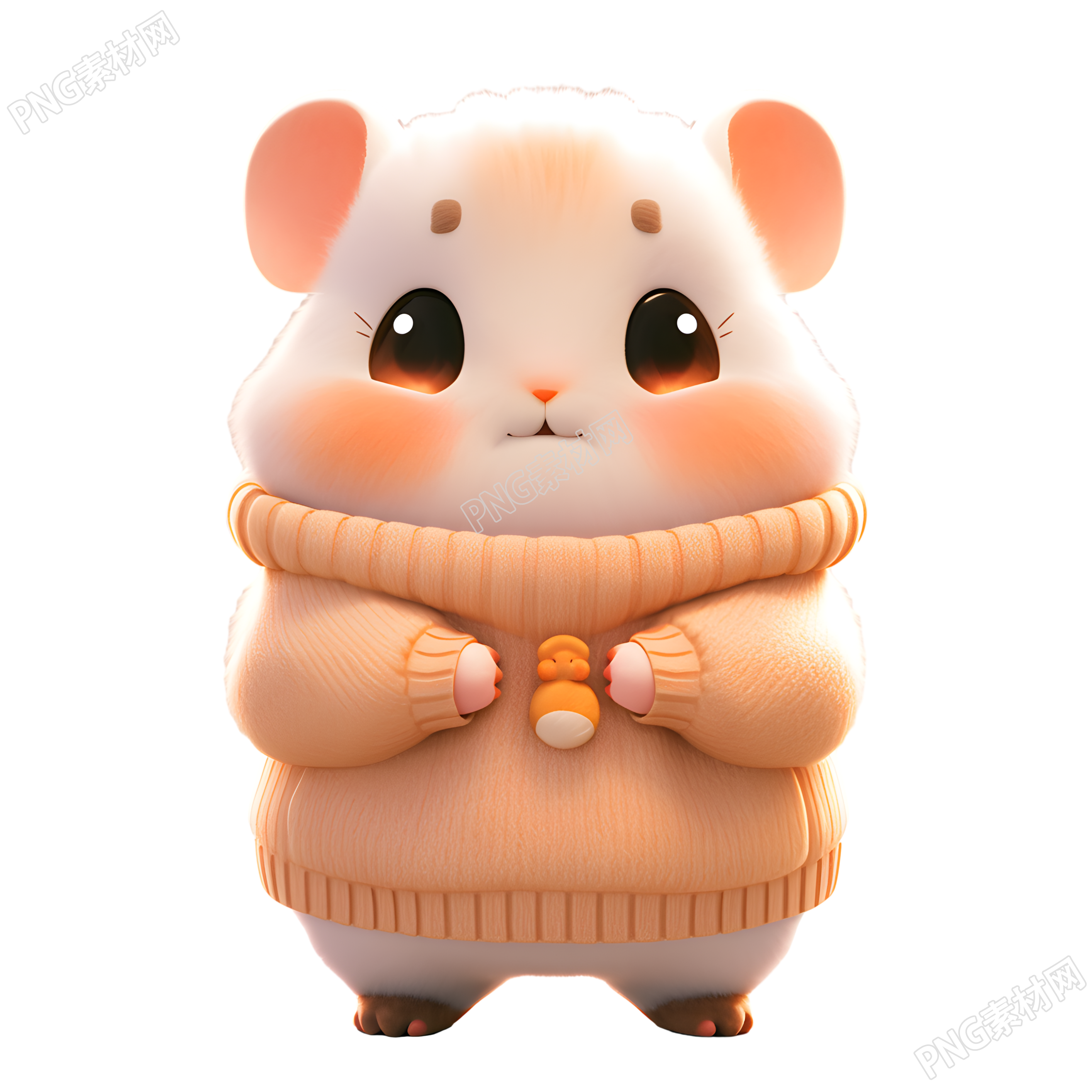可商用3D光泽黏土动物小仓鼠插画