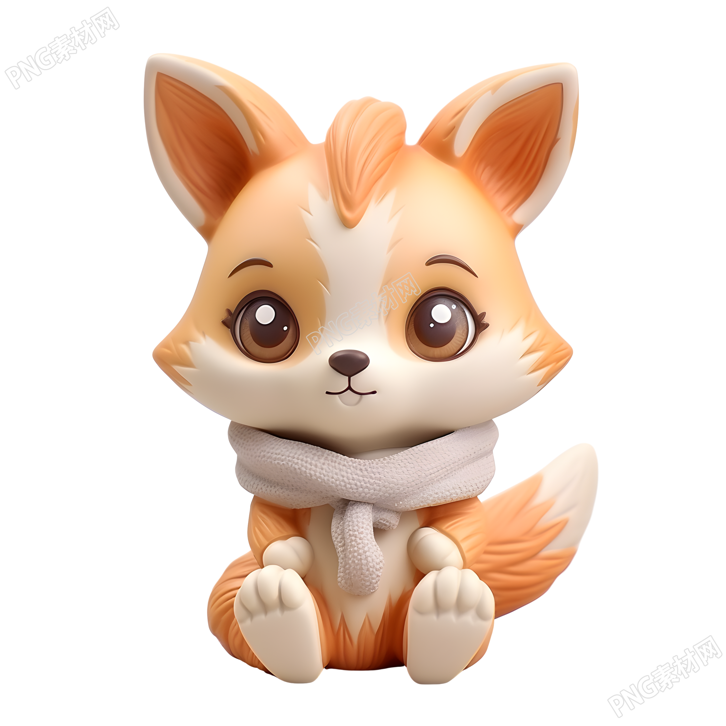 超萌黄色小狐狸3D轻质粘土插画