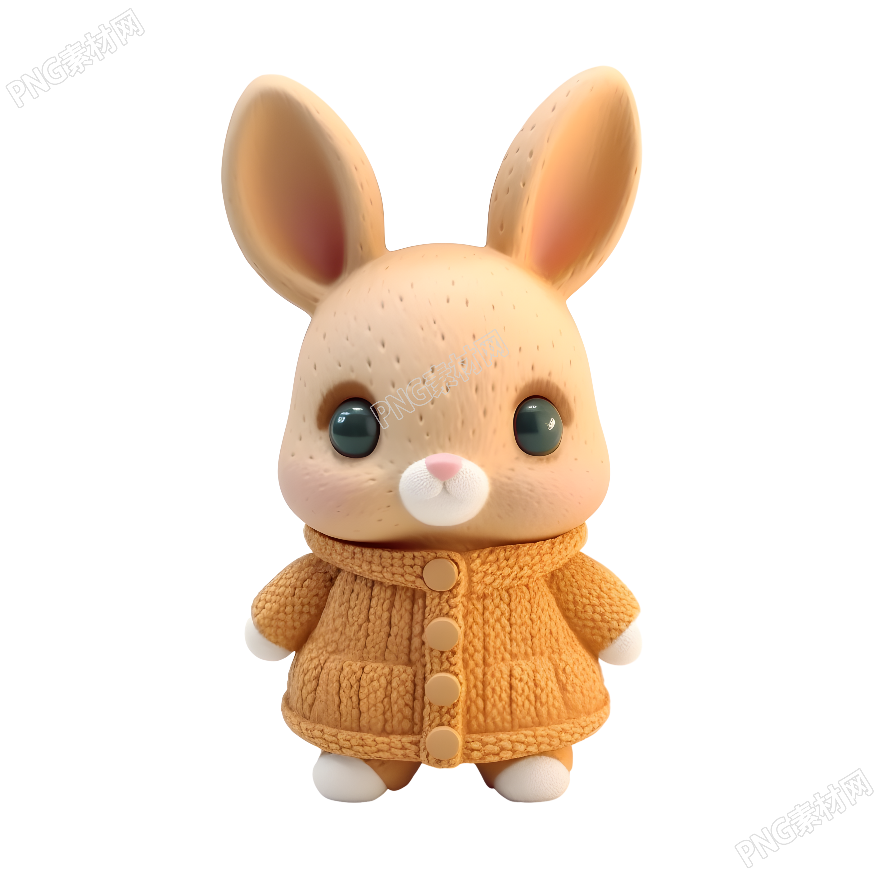 呆萌小兔子3D轻粘土动物素材
