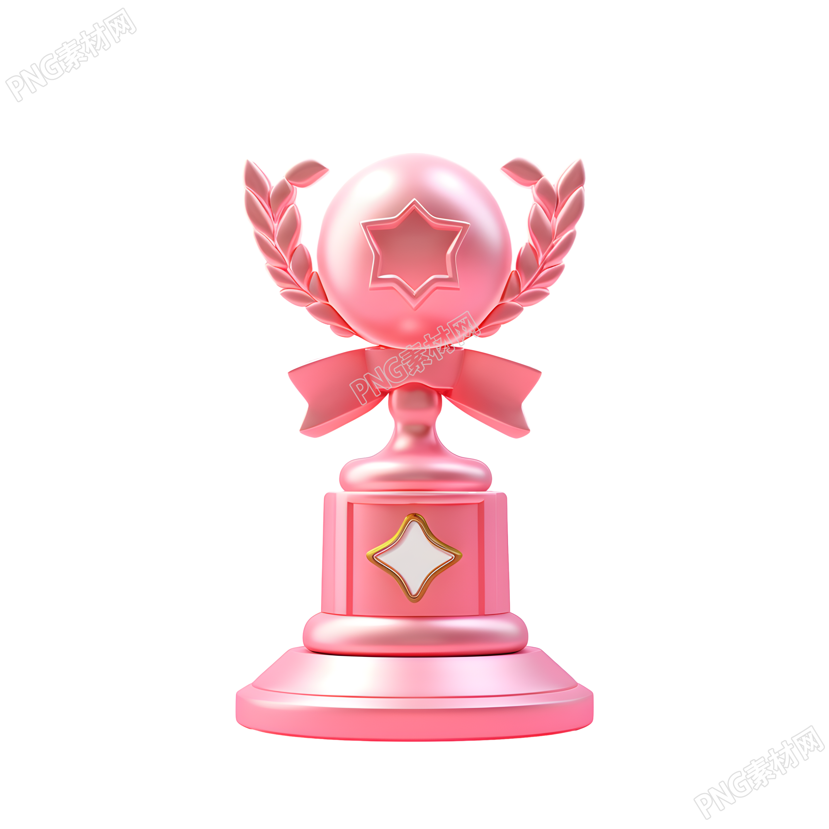 粉色系精美的奖杯3D图标素材