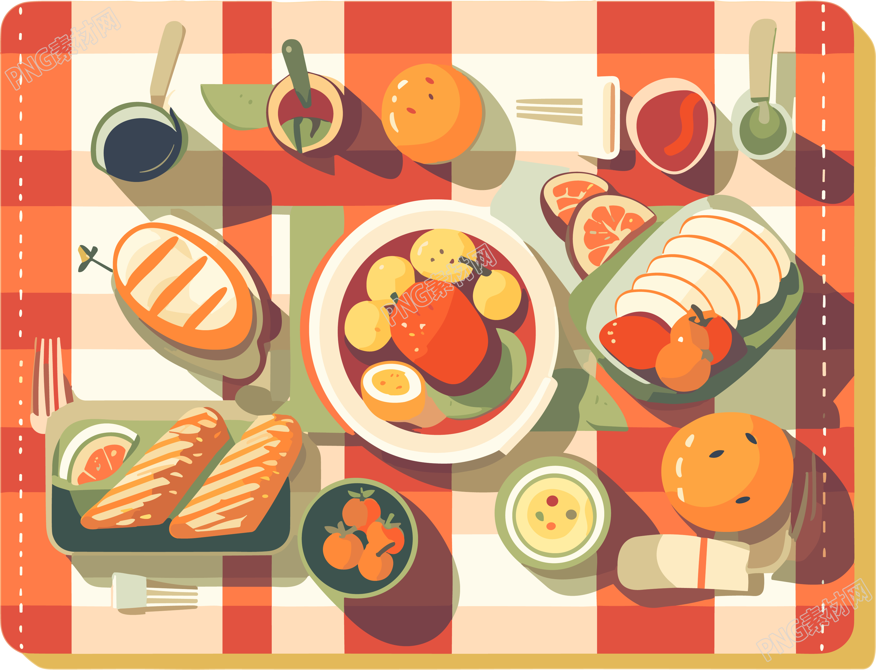 户外野餐毯美食摆盘休闲放松插图